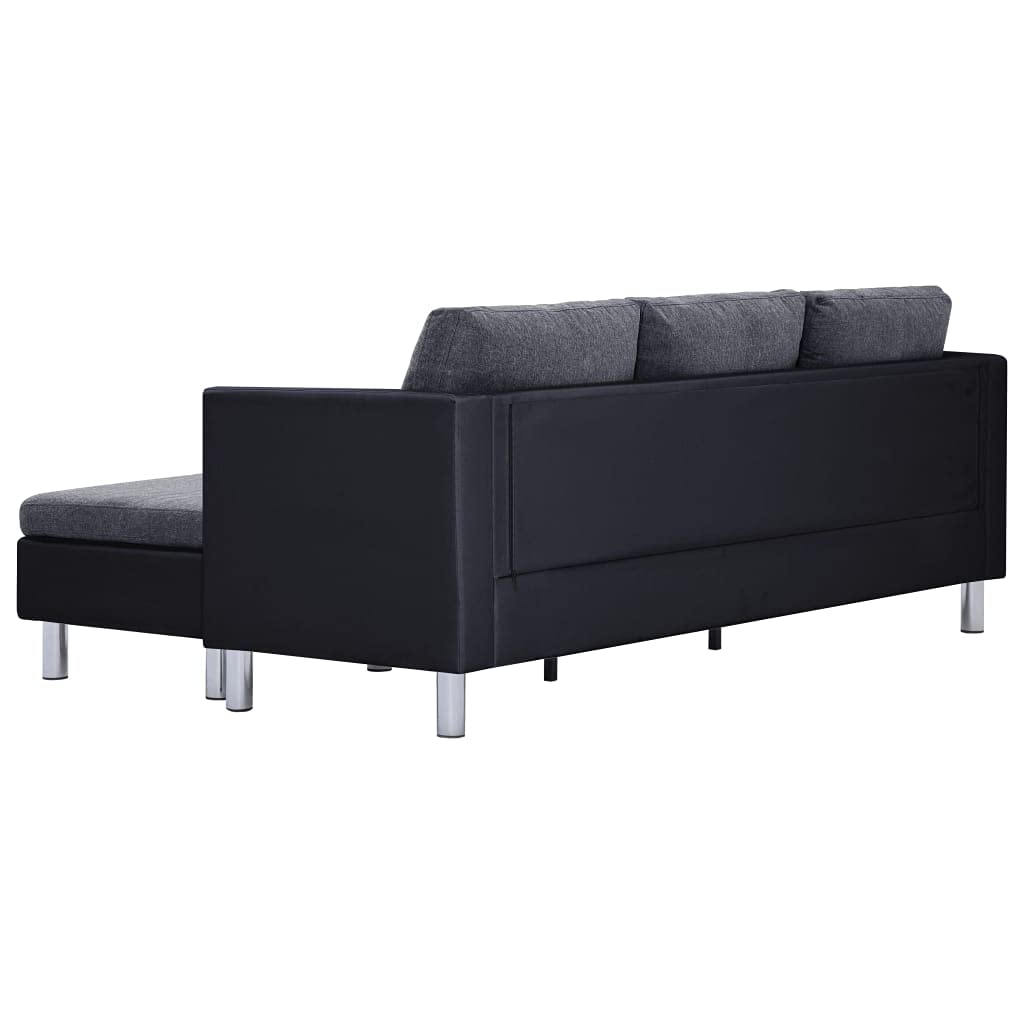 3-Seater Sofa with Cushions - Black Faux Leather Modern Loveseat for Living Room, Apartment or Office - Perfect for Small Spaces, Home Theater & Guest Seating