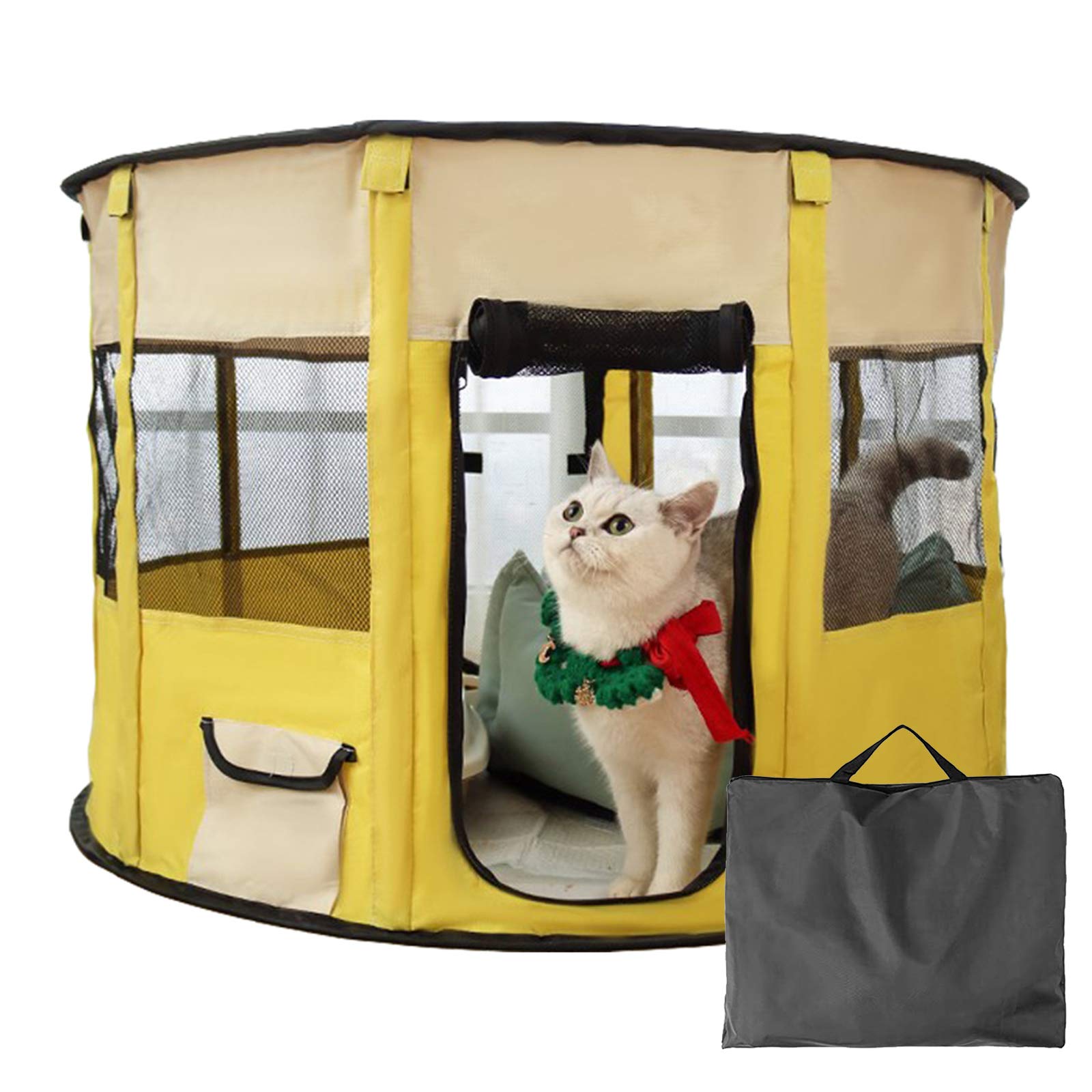 Portable Pet Playpen for Dogs, Cats, Puppies & Small Animals - Indoor/Outdoor Foldable Dog Kennel with Carrying Case - Perfect for Travel, Camping & Home Use