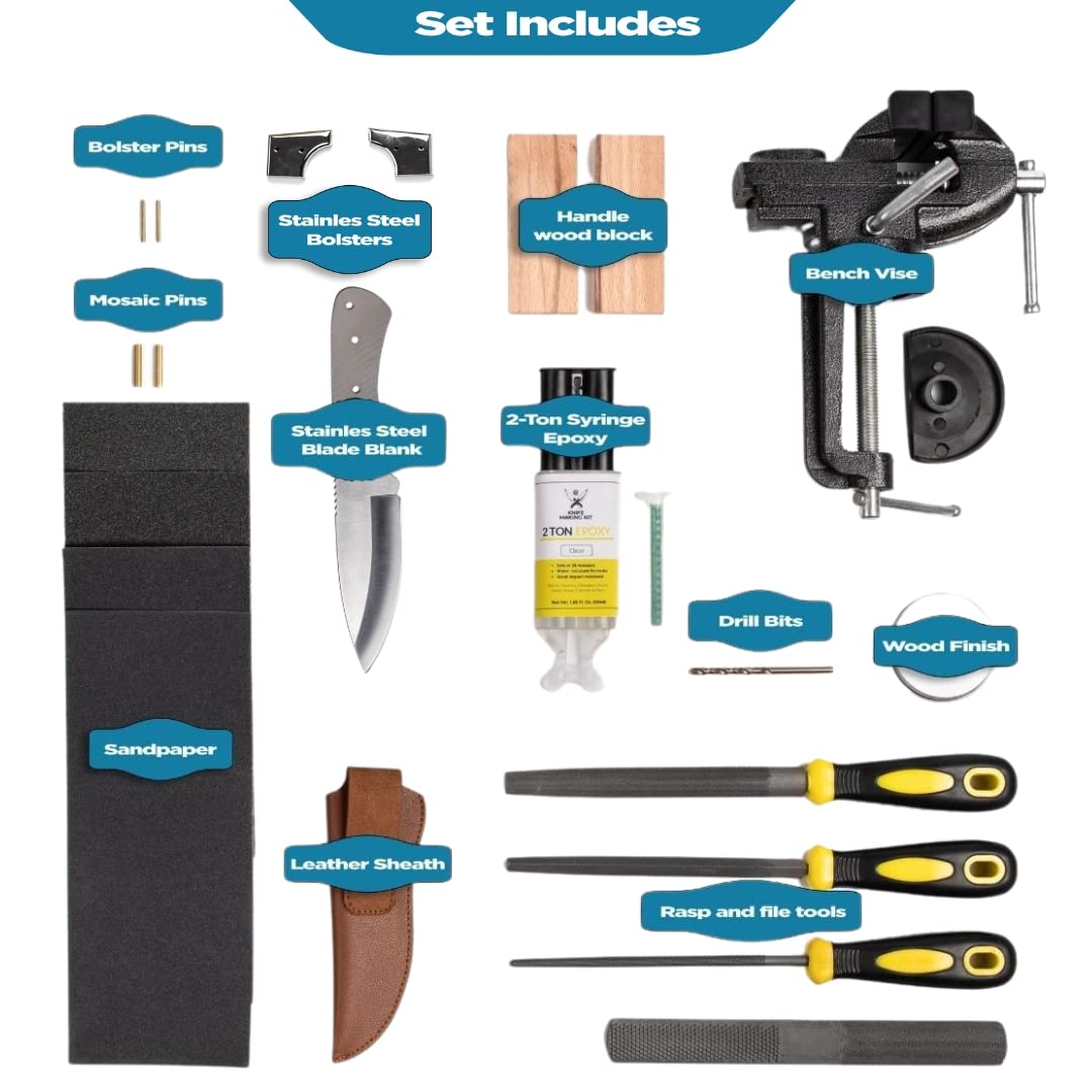 Professional Knife Making Kit for Beginners - Complete DIY Gift Set with Stainless Steel Blade, Tools & Accessories | Perfect for Men, Husband, Boyfriend, Dad | Great for Handcraft Hobbies, Woodworking & Outdoor Survival Skills