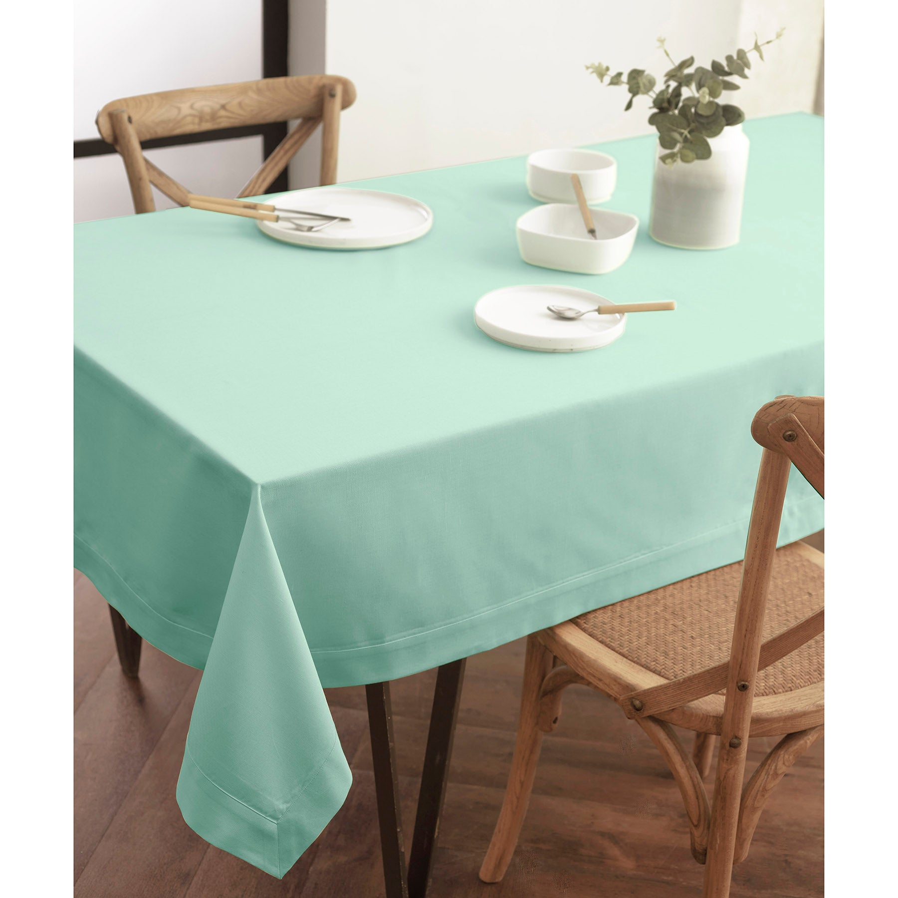 Premium Dru Cotton Linen Tablecloth - 60x90 Inch Natural Woven Table Cover for Dining, Kitchen & Outdoor Picnics - Washable & Wrinkle-Resistant