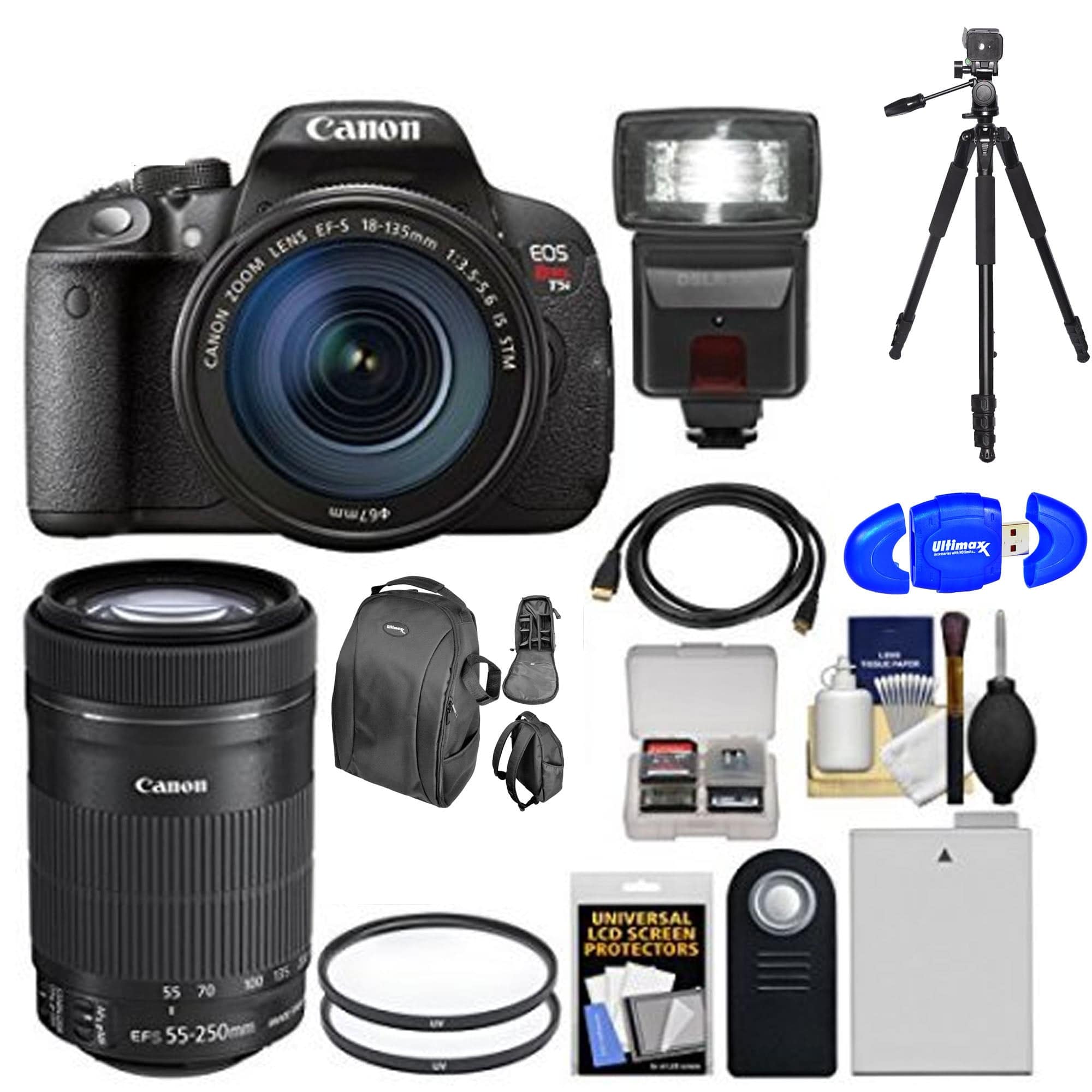 Canon EOS Rebel T5i / 800D & T7i Digital SLR Camera Bundle with EF-S 18-135mm IS STM & 55-250mm IS STM Lenses - Perfect for Travel Photography, Portrait Shots, and Professional Videography