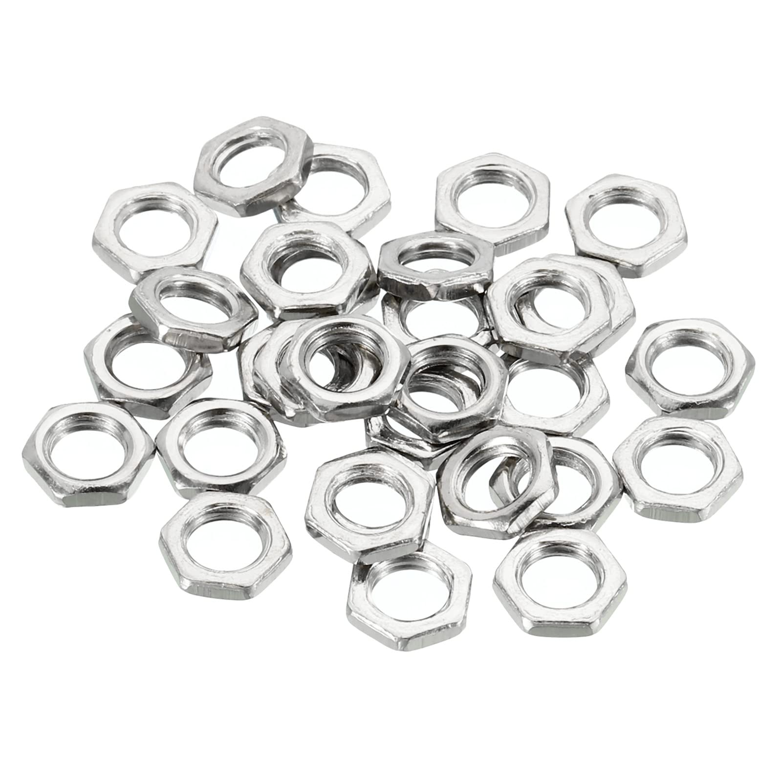 PATIKIL M7 x 1.0 Steel Hex Nuts - 30 Pack Metric Thread Zinc Plated Fasteners (2mm Height) - Durable Hardware for Automotive, Machinery & DIY Projects