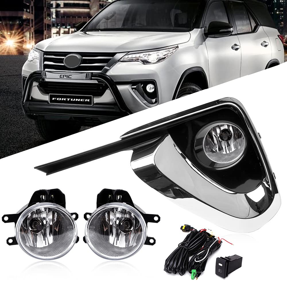 Toyota Fortuner & Hilux SW4 2016-2019 H11 Halogen Fog Lights Kit - 12V 55W Replacement Front Bumper Lamps for Improved Visibility in Rainy & Foggy Conditions