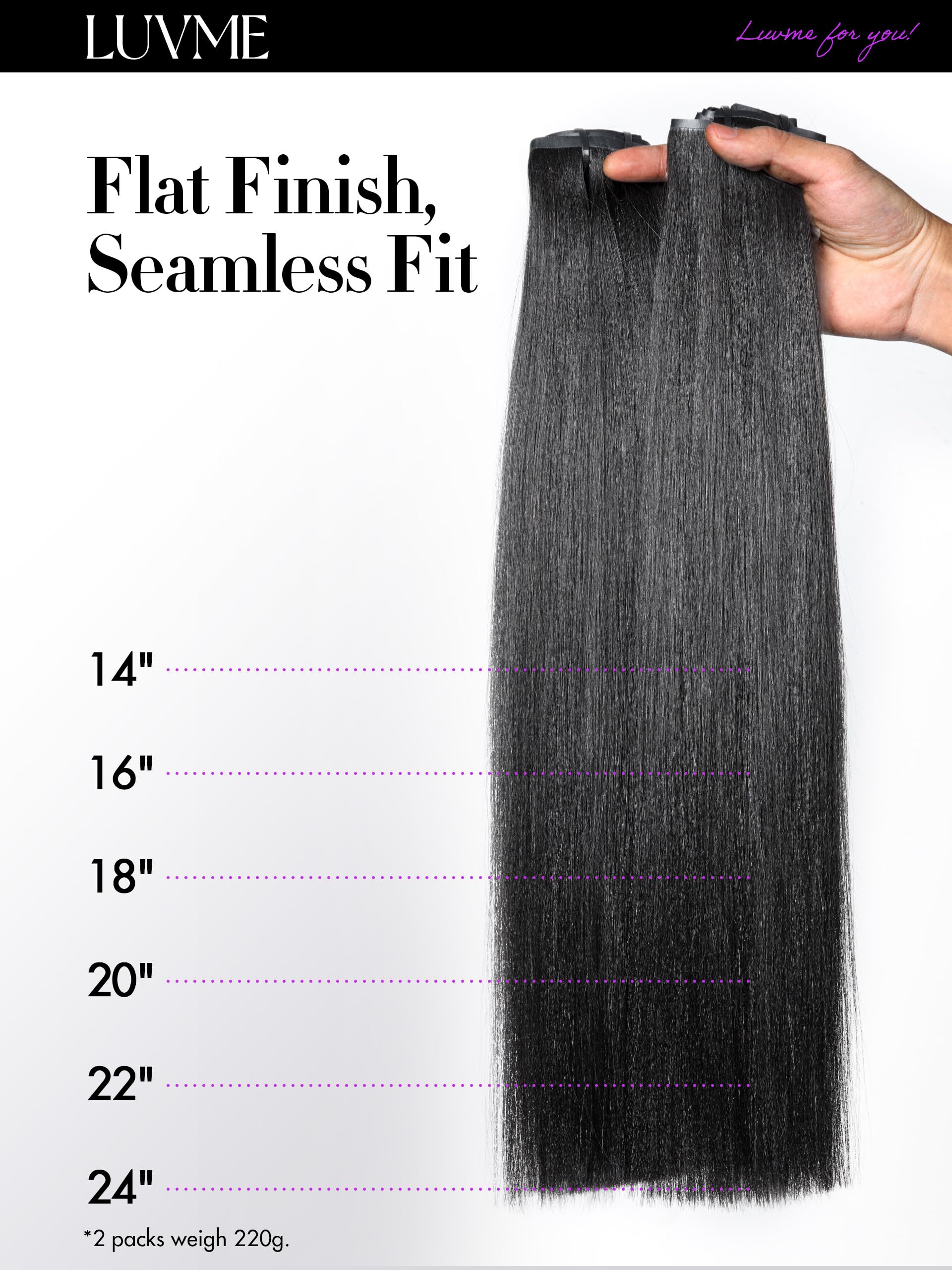 14Pcs Clip-in Hair Extensions 16inch Remy Human Hair - 2 Pack 220g Straight Seamless Full Max Natural Black | 100% Real Soft Human Hair for Daily Styling, Parties & Special Occasions