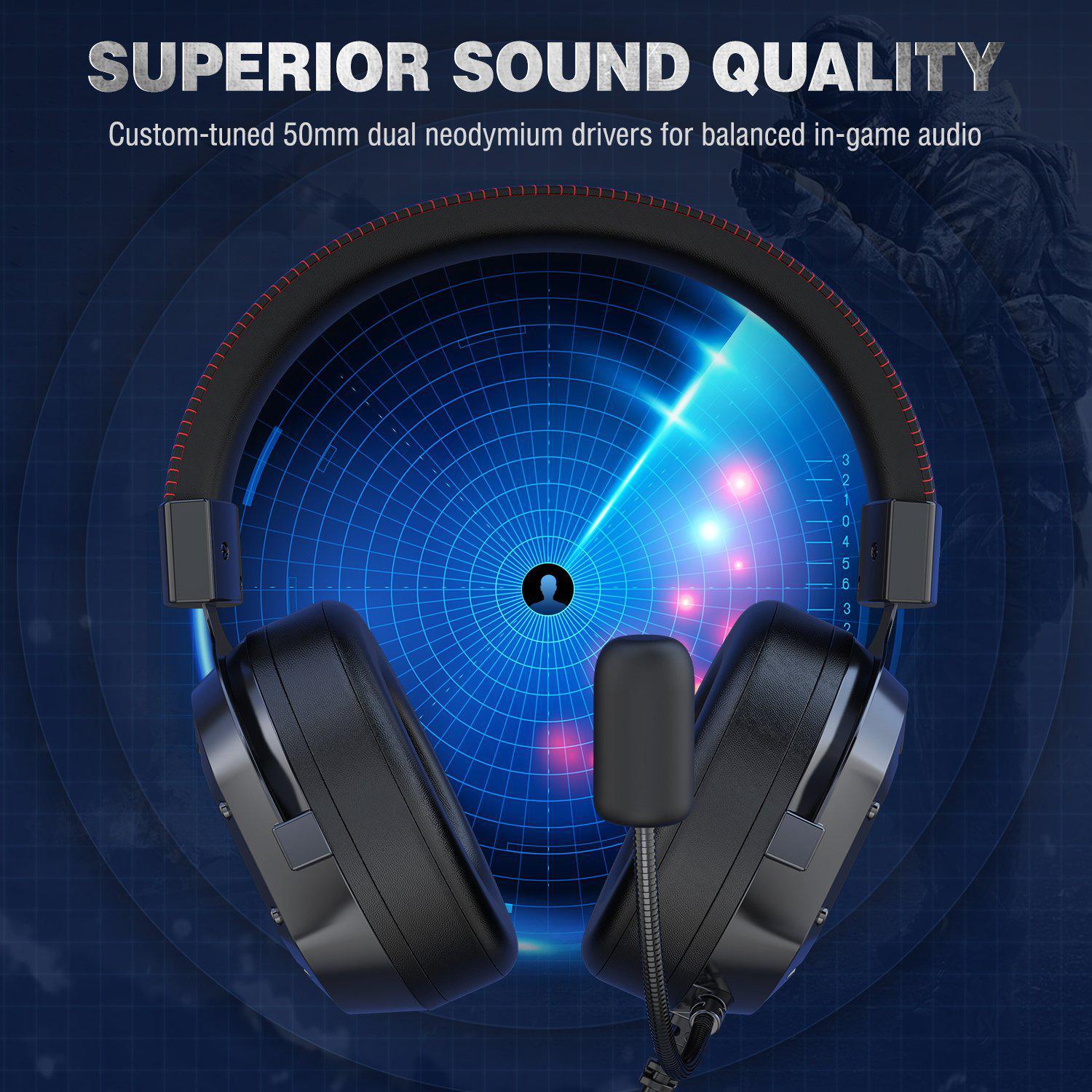 VichoMak K3 Wired RGB Gaming Headset with Noise Cancelling Mic - Immersive Sound for PC, PS4, Xbox - Perfect for Gaming, Streaming & Online Meetings