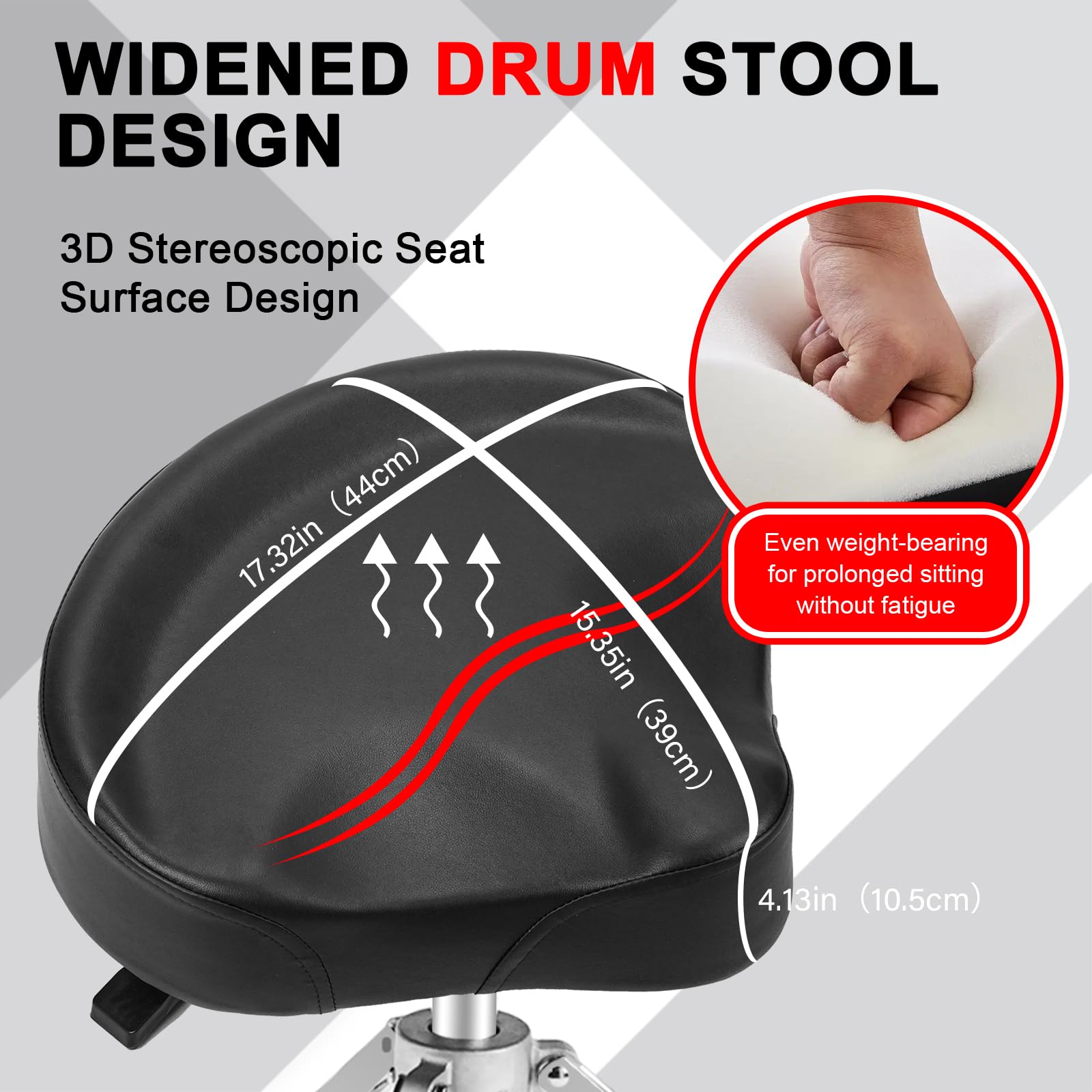 **Adjustable Hydraulic Drum Throne with Memory Foam & Removable Backrest – Portable Motorcycle-Style Drum Stool for Adults – Black PU Drum Seat – Perfect for Drummers, Studio Sessions & Live Performances**