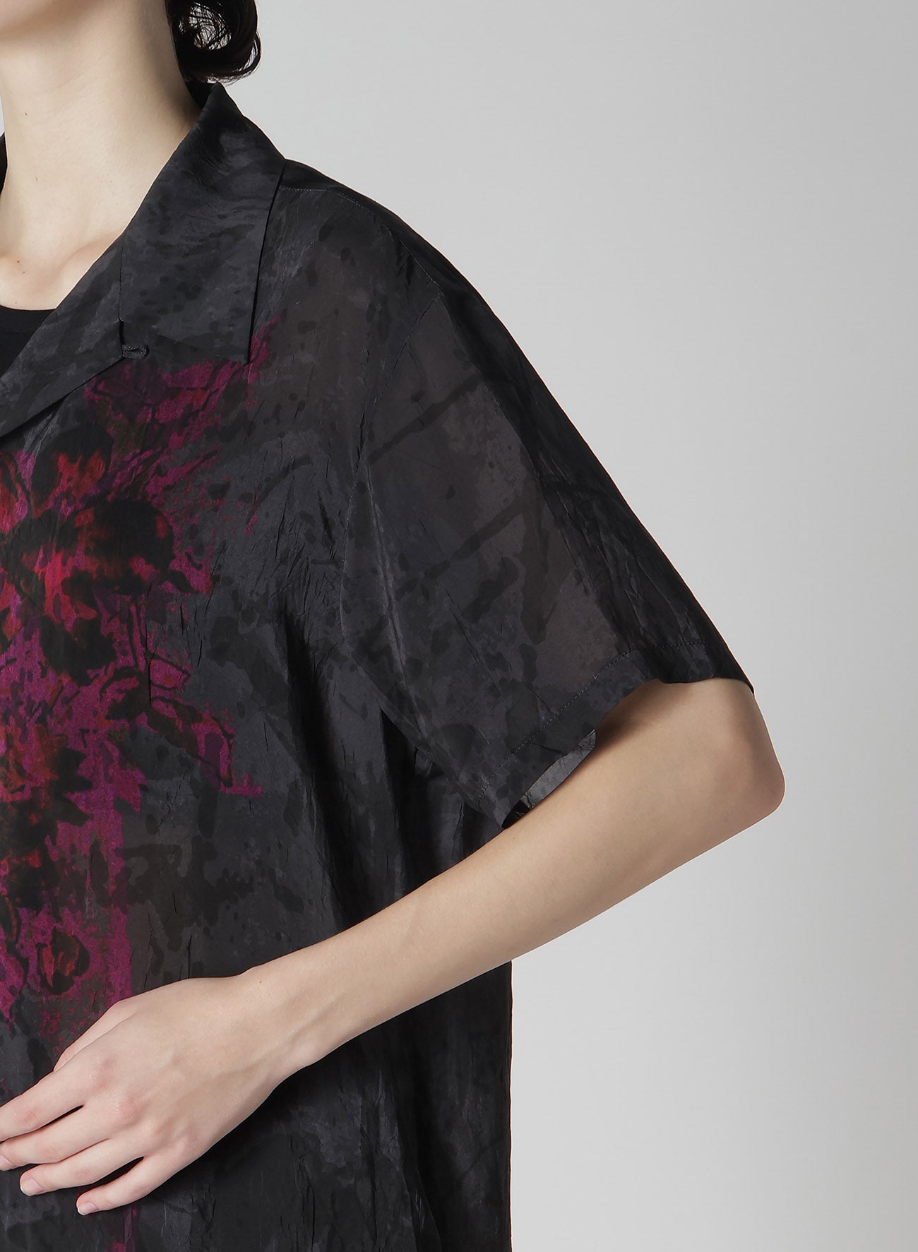 **Cupro Lawn Floral & Asphalt Print Shirt – Lightweight & Breathable for Summer, Casual Wear, and Office Outfits**