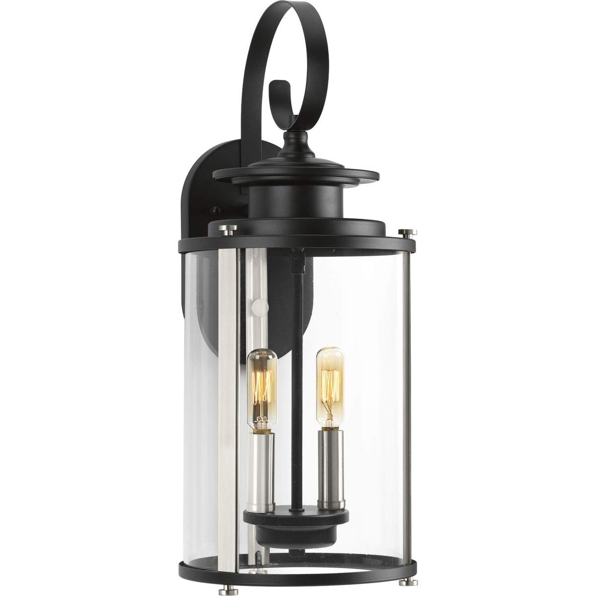 Squire Collection 2-Light Clear Glass Traditional Outdoor Wall Lantern - Matte Black Finish for Porch, Patio, Garden & Entryway Lighting