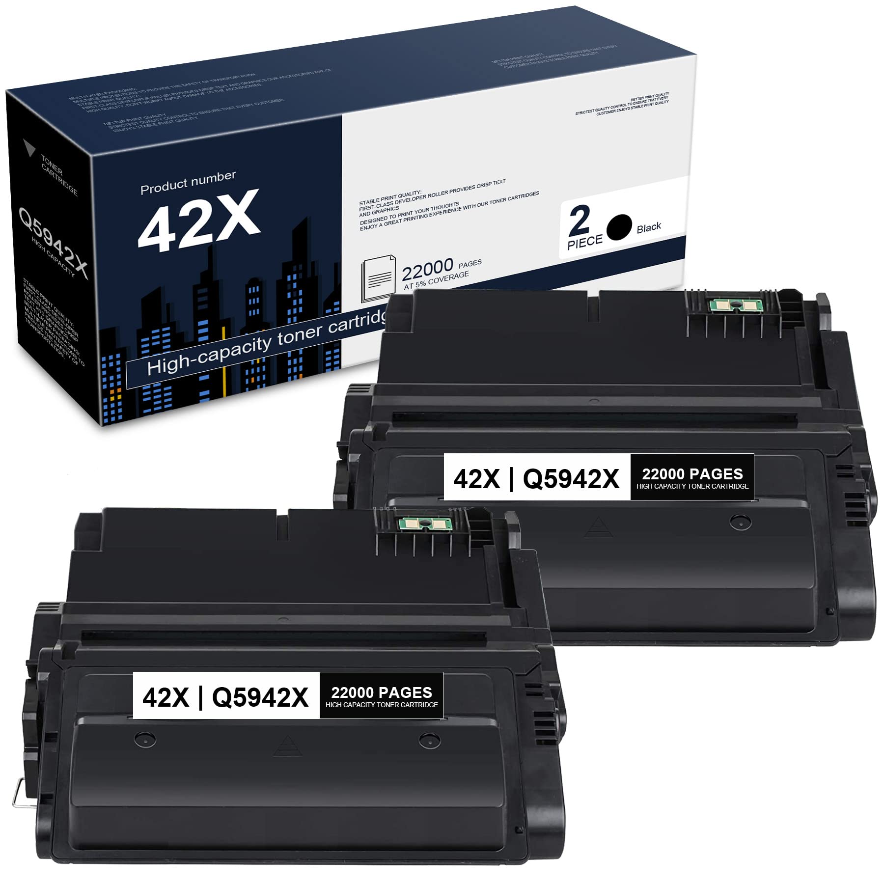 2-Pack DDDZSWGS Compatible Q5942X Toner Cartridge Replacement for HP 4200/4250/4300/4350 Series & M4345 MFP Printers - High Yield, Reliable Printing for Office & Home Use