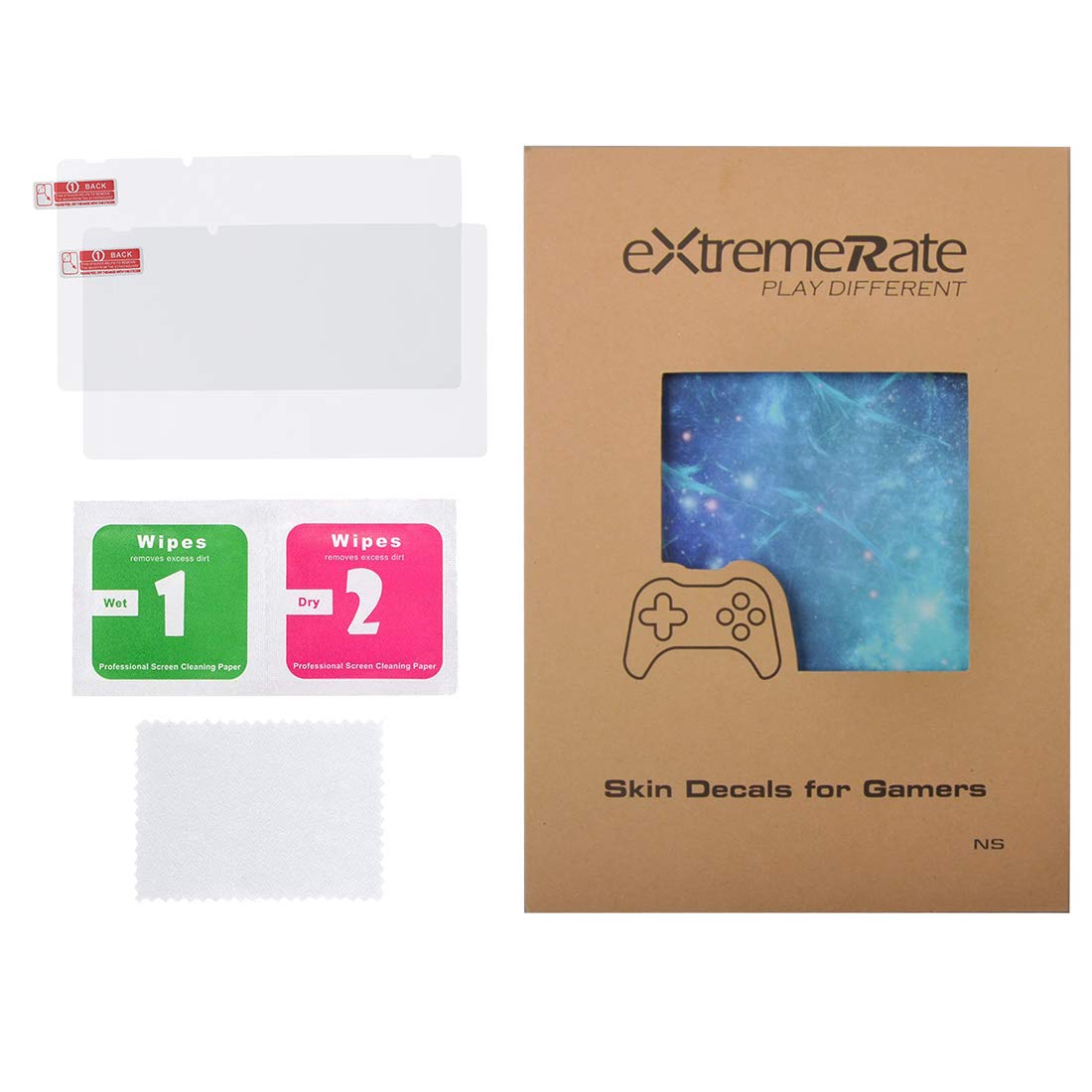 eXtremeRate Blue Galaxy Skin Sticker for Nintendo Switch Console, Joy-Con & Dock with 2 Screen Protectors - Protective Decal for Gaming Accessories | Perfect for Customizing & Protecting Your Switch Setup