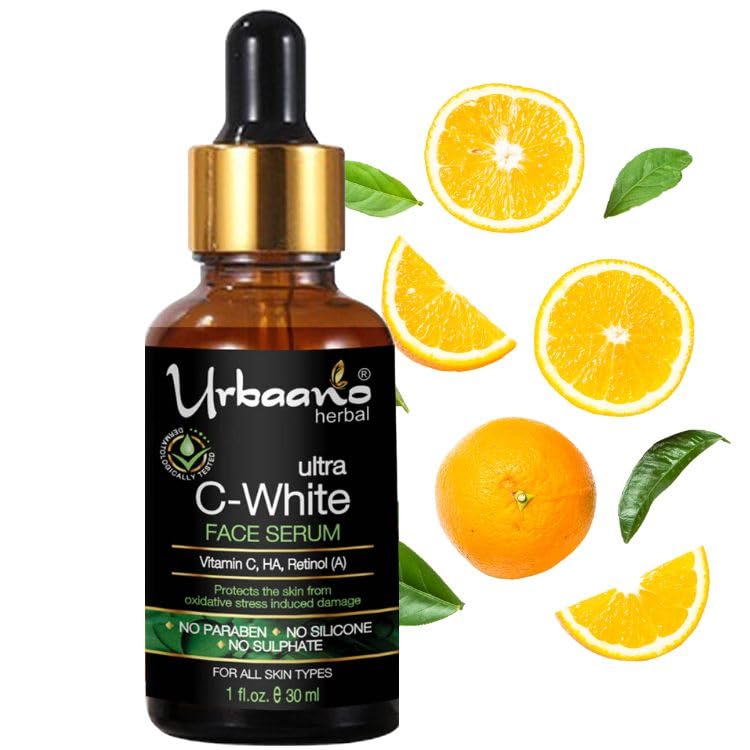 Urbaano Herbal Ultra White Vitamin C Serum - Brightening, Pigmentation & Dark Spot Corrector, Hydrating Facial Serum 30ml for Glowing Skin - Perfect for Daily Skincare & Anti-Aging Routine