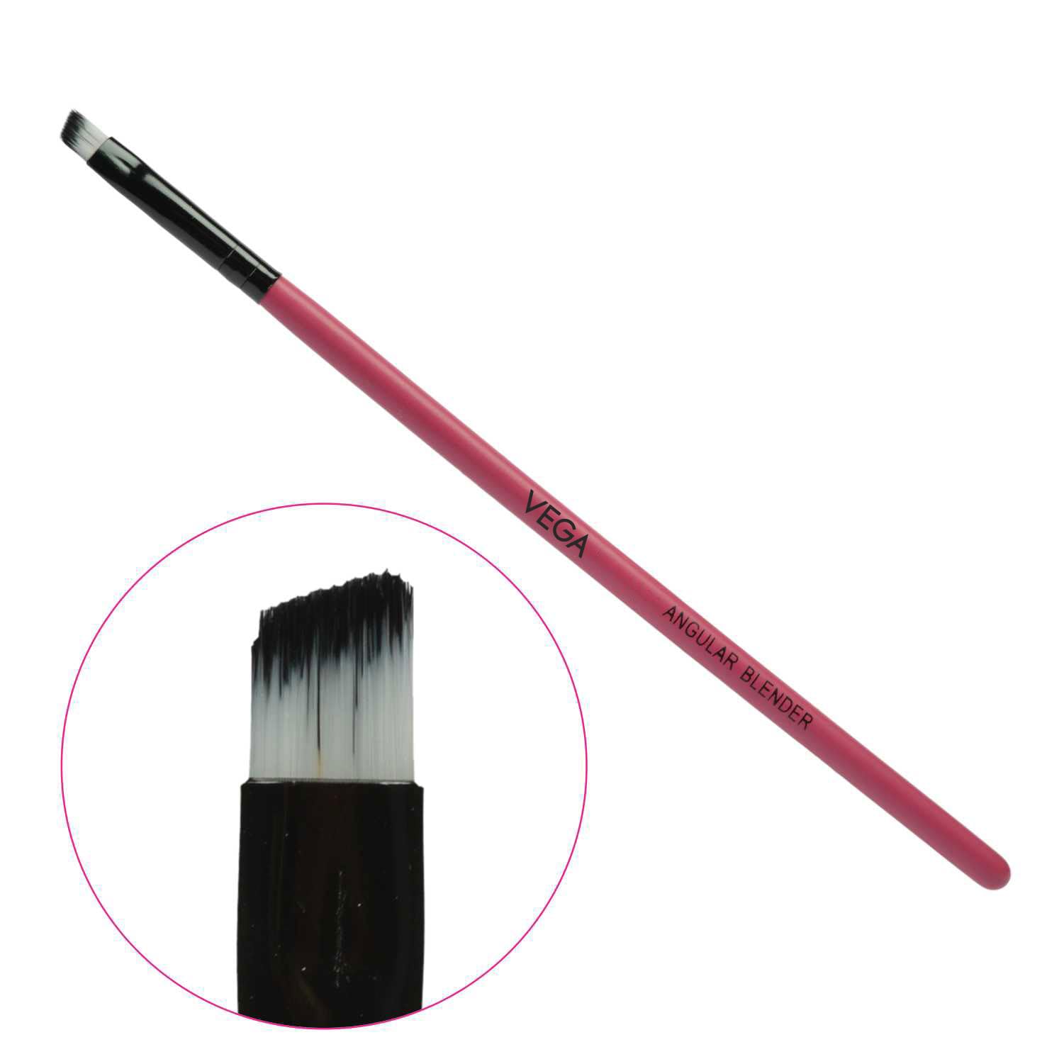 Vega Angular Blender Brush - Pink Makeup Brush for Eyeshadow & Blending (17g) | Perfect for Professional Makeup Artists & Beginners | Ideal for Everyday Makeup, Contouring & Smokey Eye Looks