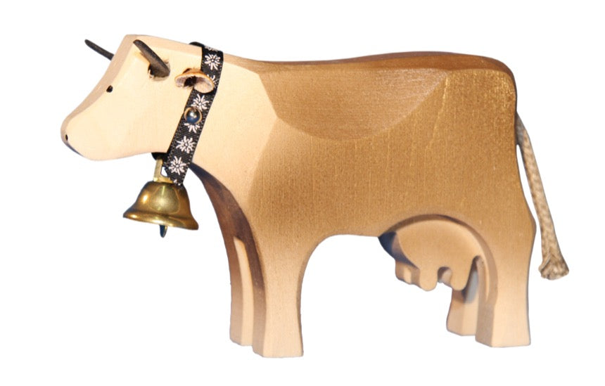 Marc Trauffer Traditional Swiss Cow Figurine - Handmade Wooden Decor for Home & Office - Perfect for Farmhouse, Alpine, and Swiss-Themed Decorations
