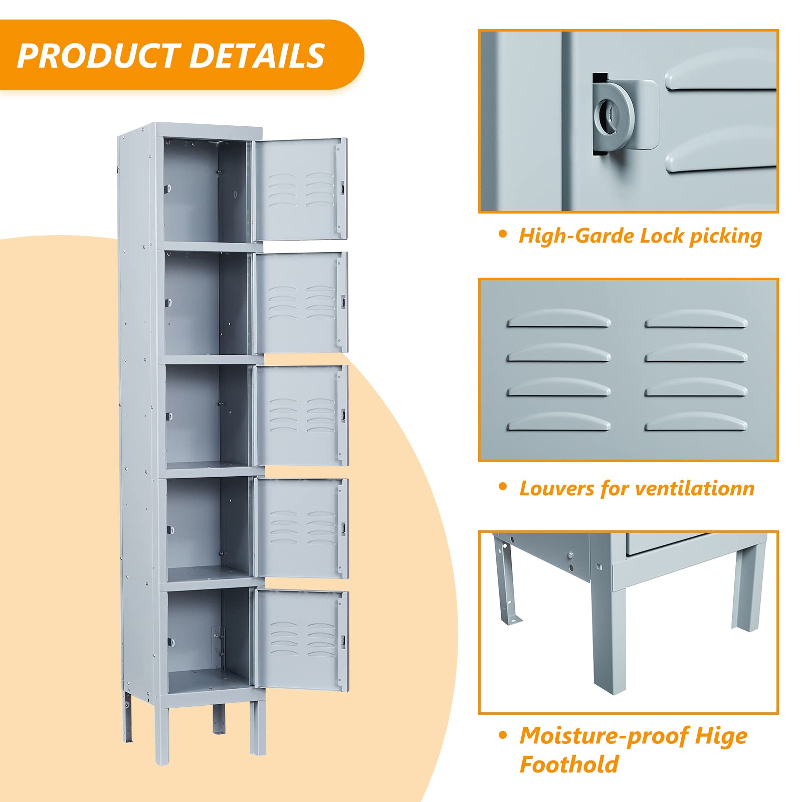STANI Heavy Duty Metal Locker with Lock - Secure Employee Storage Cabinet for Home, Gym, School & Office - Tall Steel Locker for Clothes, Shoes & Personal Belongings (Ideal for Lockers Room, Workplace & Public Spaces)