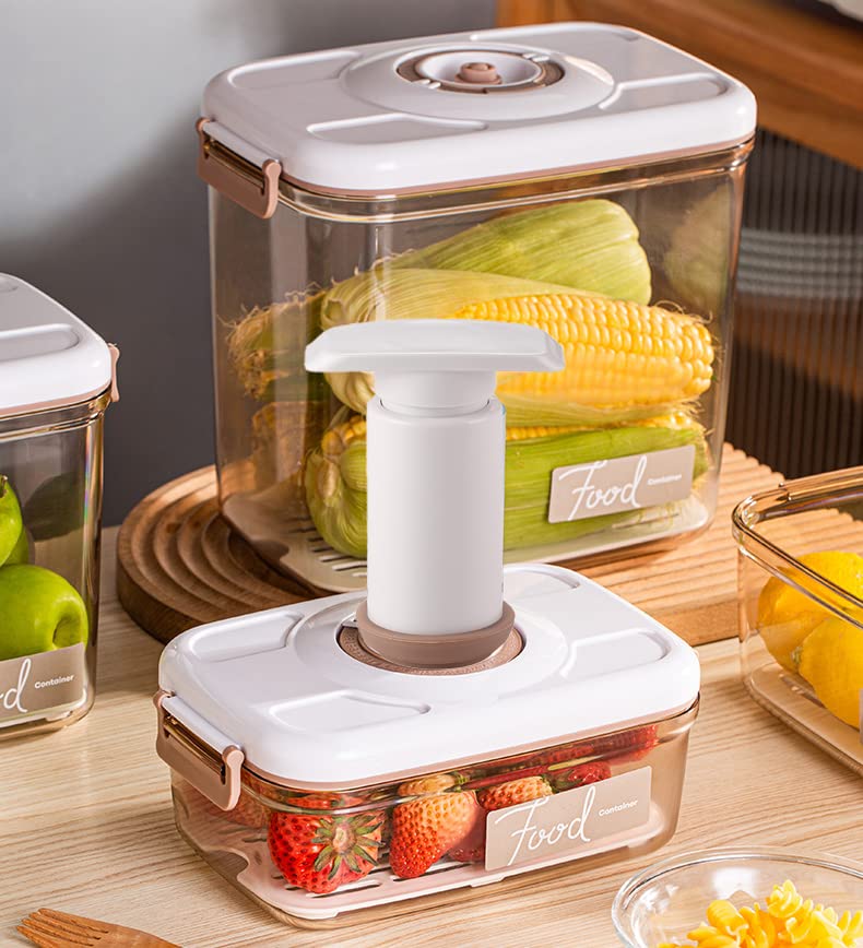 Lasting Freshness Handheld Food Vacuum Sealer Pump - Portable Kitchen Vacuum Sealer for Green Food Storage Containers | Extend Shelf Life, Save Space & Money | Ideal for Meal Prep, Sous Vide & Leftovers Preservation