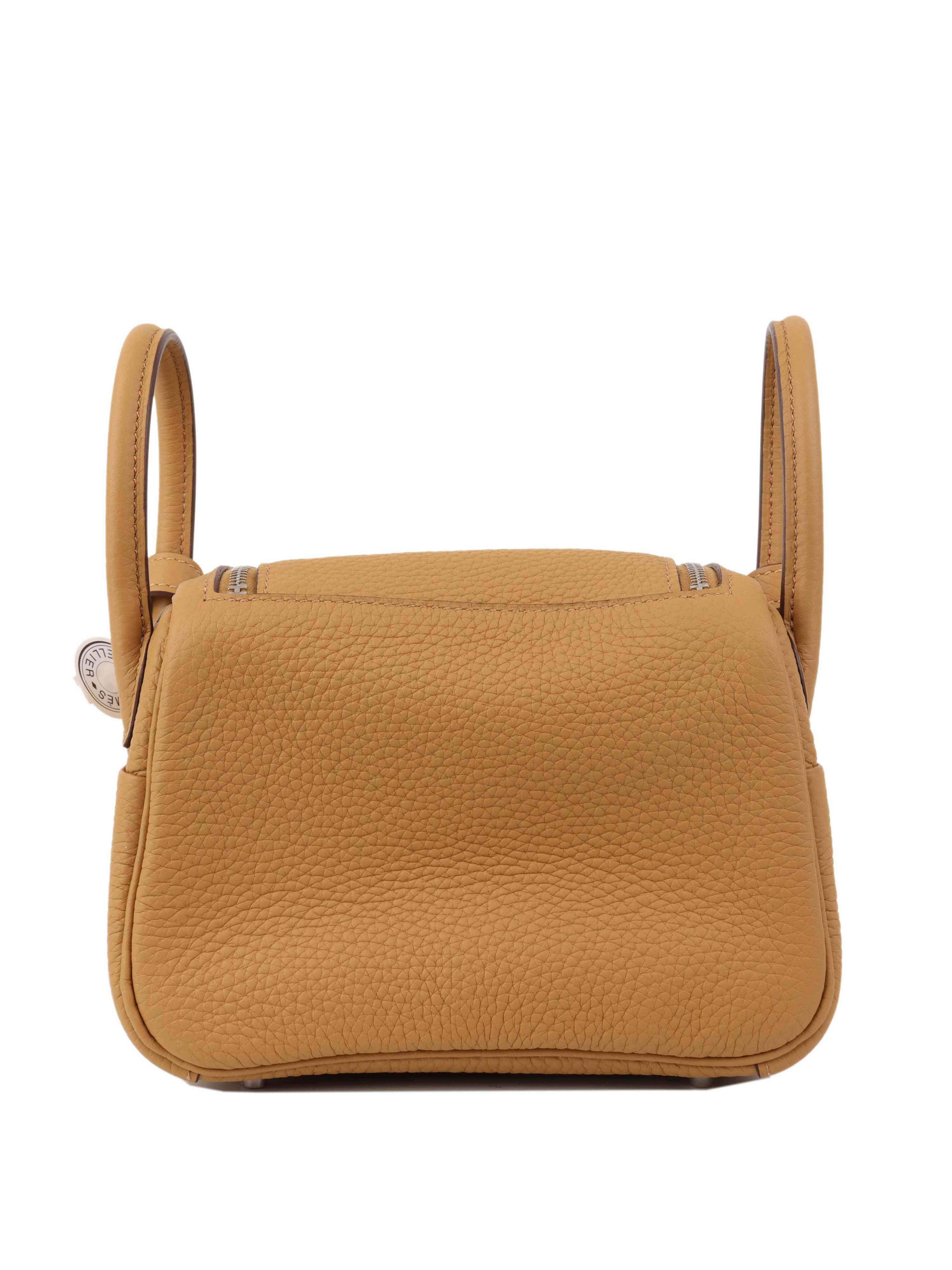 Hermes Mini Lindy Bag in Biscuit Color with Palladium Hardware - Luxury Crossbody Bag for Women, Perfect for Everyday Use, Travel & Special Occasions
