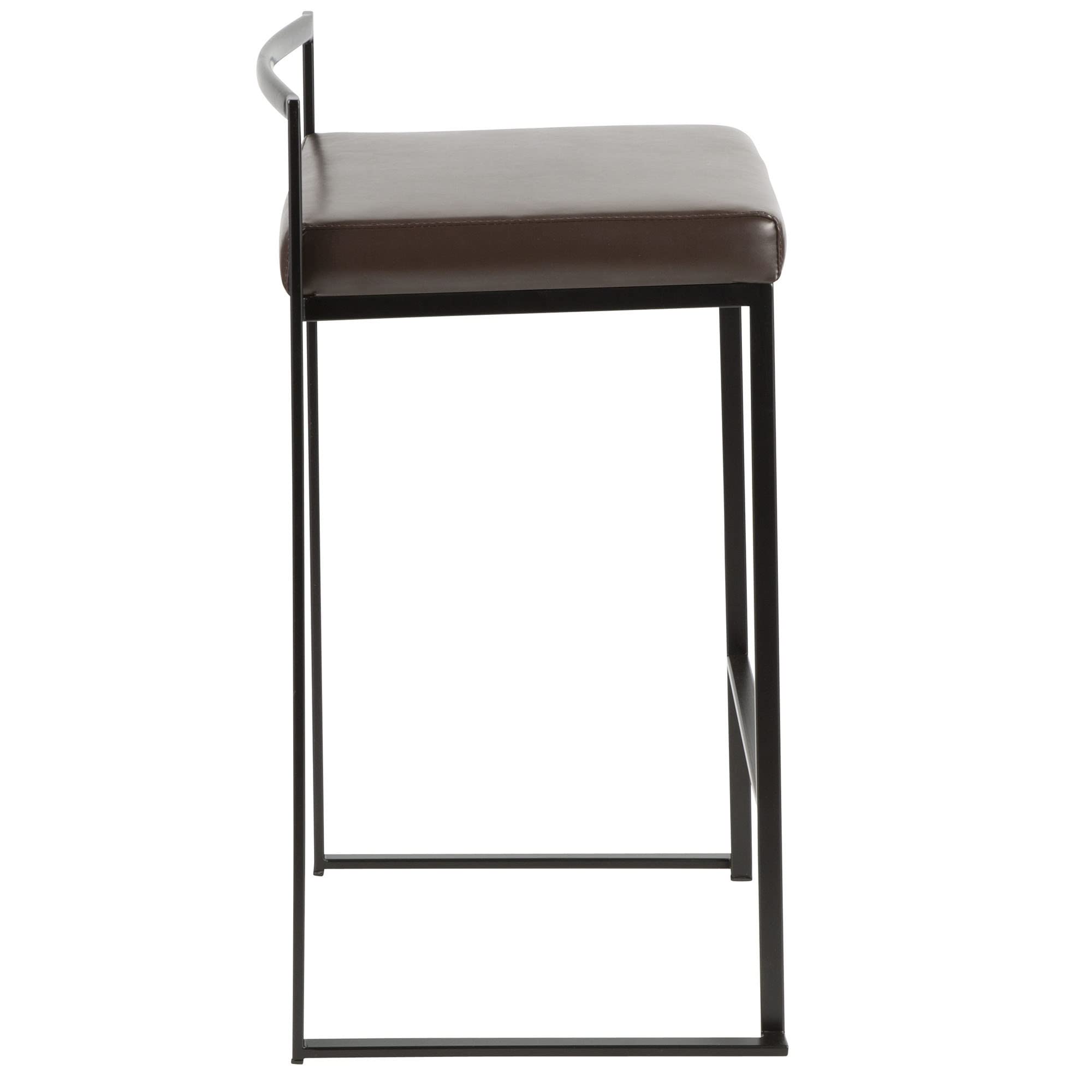 Black Metal Fuji Stacker Counter Stools - Set of 2 Kitchen Island Bar Stools, Counter Height Chairs for Breakfast Nook, Dining Bar & Home Decor