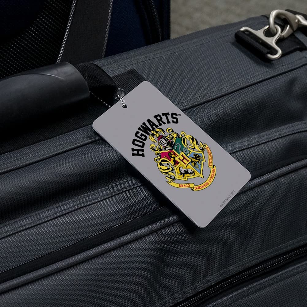 Harry Potter Hogwarts Crest Luggage Tag - Suitcase ID Card Holder for Carry-On Bags - Perfect for Travel, Cosplay, and Harry Potter Fans