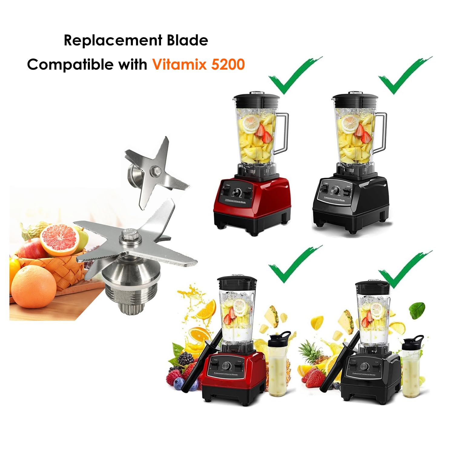 Premium Stainless Steel Wet Blade Replacement for Vitamix 5200 Series - Compatible with 64oz & 32oz Containers - High-Quality Direct Fit Blender Accessories - Perfect for Smoothies, Soups, and Nut Butters
