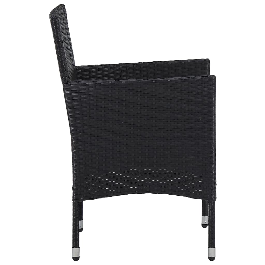**2-Piece Black Poly Rattan Outdoor Dining Chairs - Patio, Deck, Garden, Lawn, Terrace & Backyard Seating - Weather-Resistant Wicker Furniture for Relaxing & Entertaining**