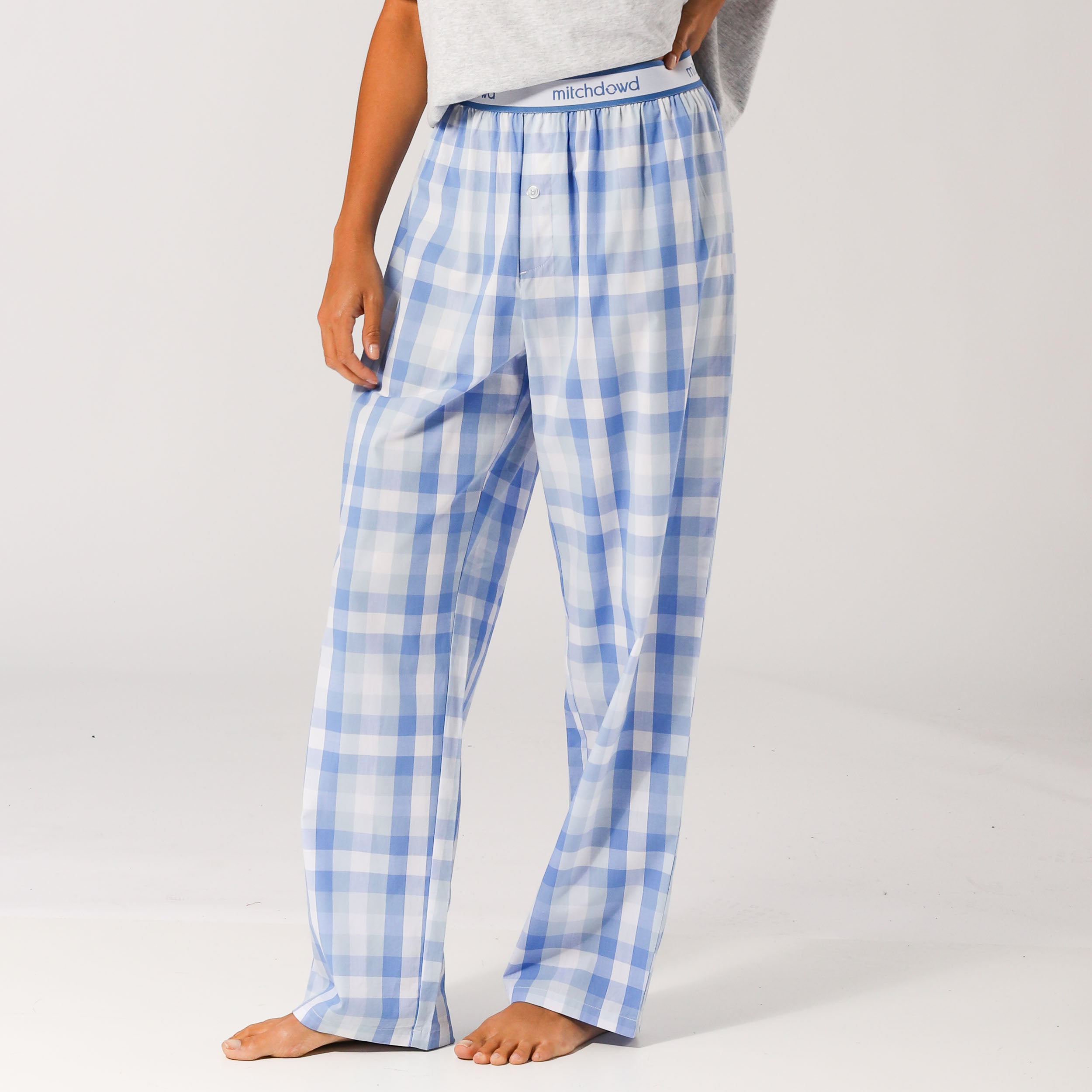 Women's Soft Plaid Sleep Pants - Cozy Lounge Pajama Bottoms for Nightwear & Relaxing at Home (Blue)