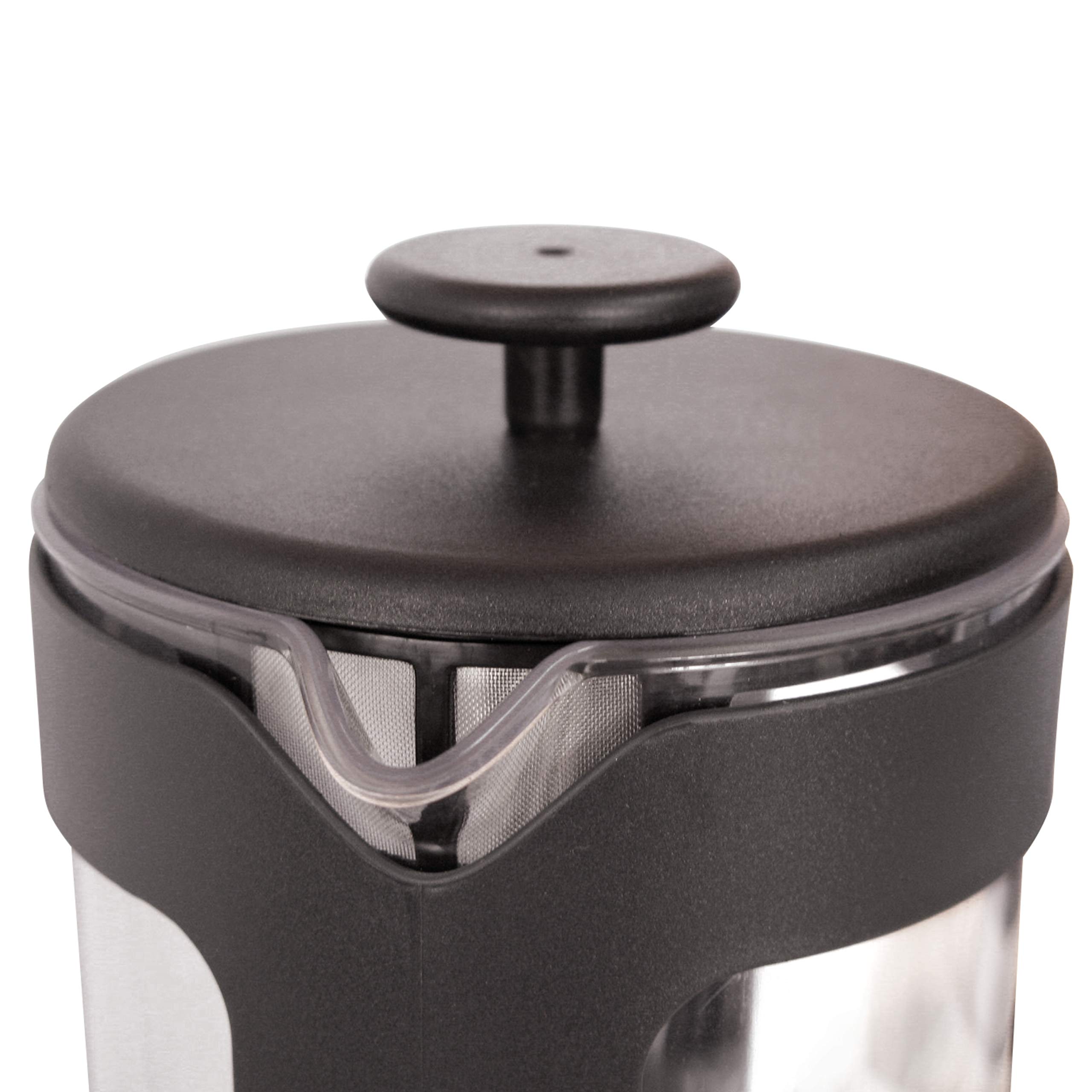 BonJour Ami-Matin Unbreakable French Press Coffee Maker - 3-Cup (12.7 oz) Stainless Steel Travel Coffee Press for Camping, Office & Home Use - Durable & Portable Black Coffee Brewer for Outdoor Adventures & Daily Brewing