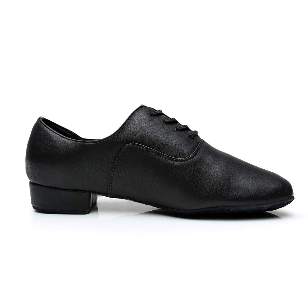 Men's White & Black Leather Dress Shoes - Modern Latin Jazz Ballroom Dance Shoes with Round Toe & Suede Sole - Perfect for Weddings, Parties & Formal Events