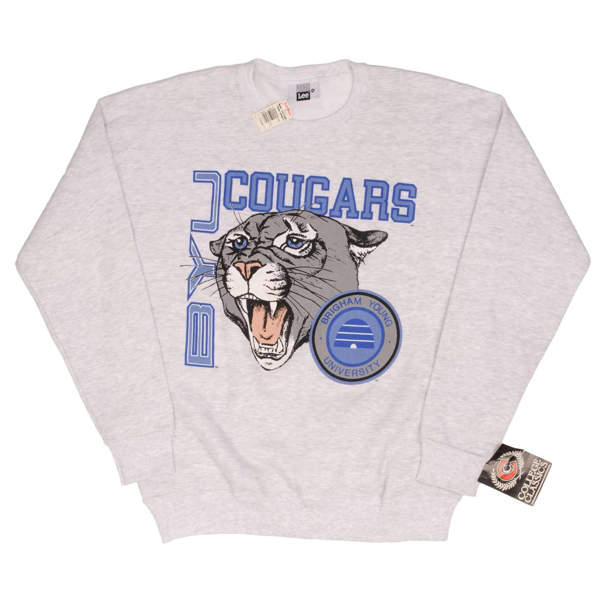Vintage BYU Brigham Young University Cougars 1990s Sweatshirt XL - Made in USA Deadstock - Perfect for College Fans & Retro Fashion Lovers