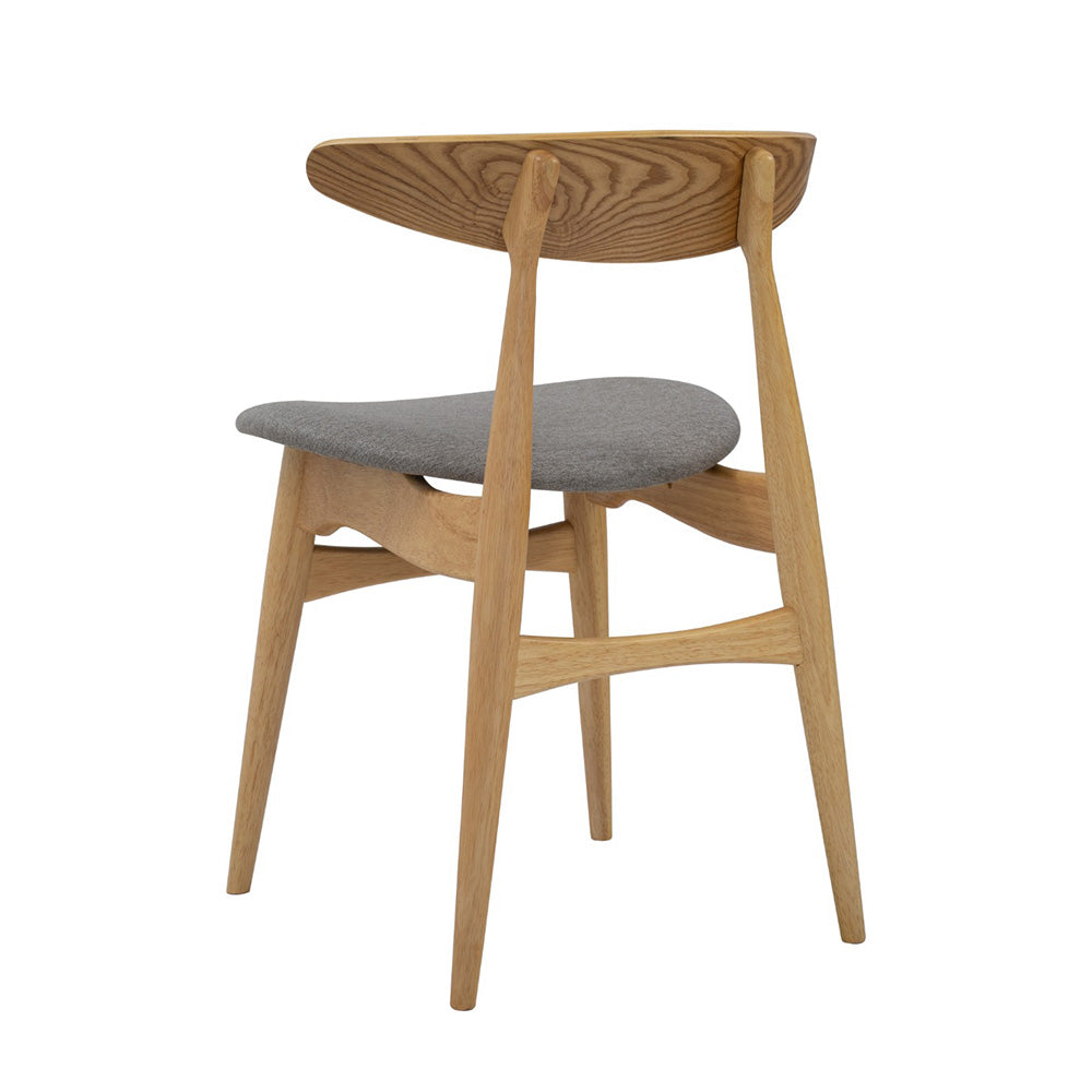 Tricia Dining Chair - Solid Oak Wood Frame with Grey Upholstery - Perfect for Kitchen, Dining Room & Home Office