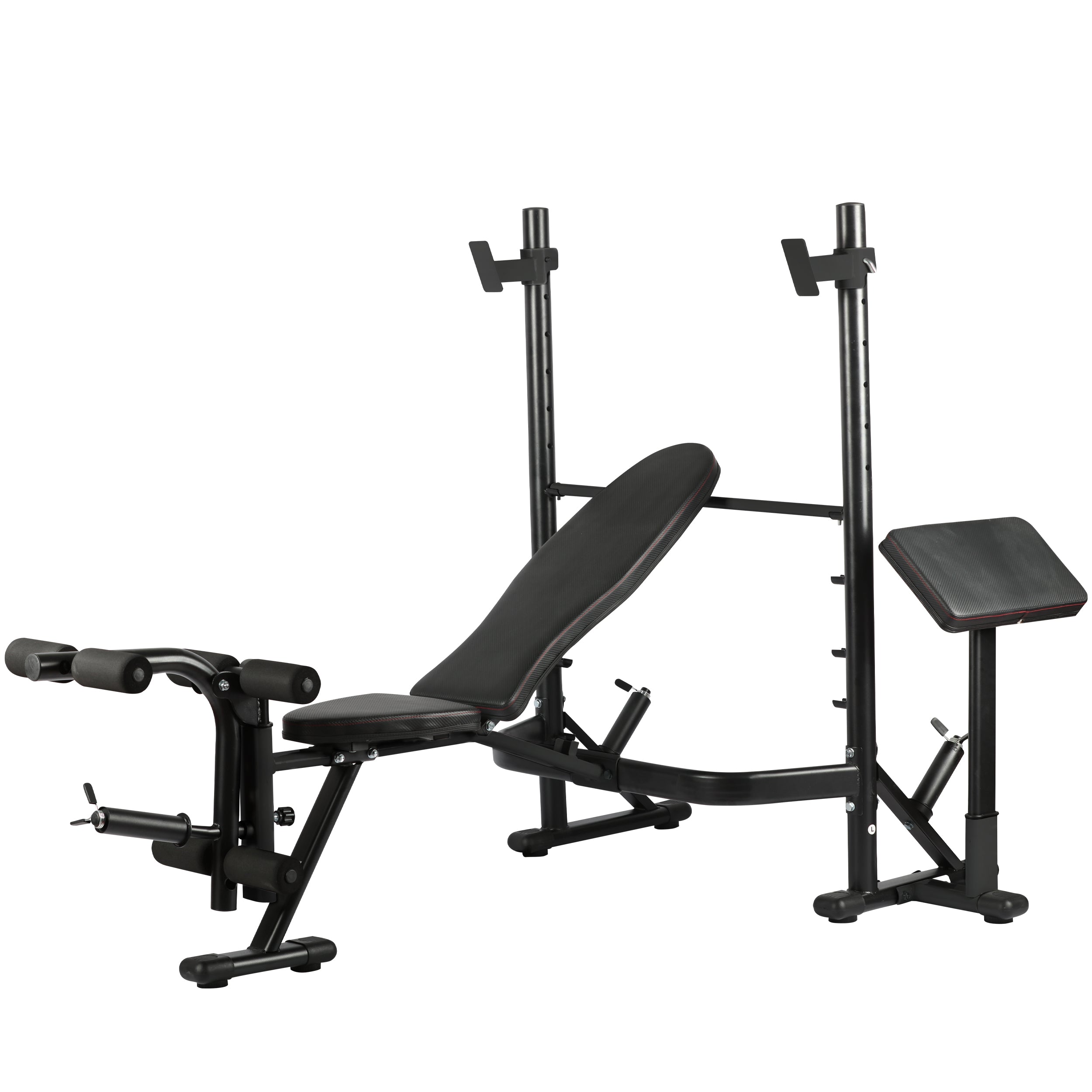 PRCTZ Adjustable Weight Bench with Olympic Squat Rack - Multi-Functional Home Gym Equipment for Strength Training, Arm & Leg Developer with Preacher Pad - Perfect for Home Workouts, Bodybuilding & Fitness Training