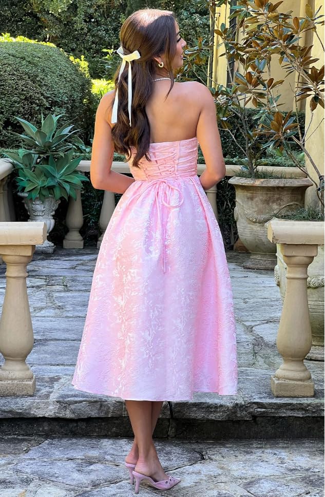 Elegant Satin Strapless Prom Dress - Tea Length Ball Gown A-Line Formal Evening Gown for Women | Perfect for Weddings, Parties & Special Occasions