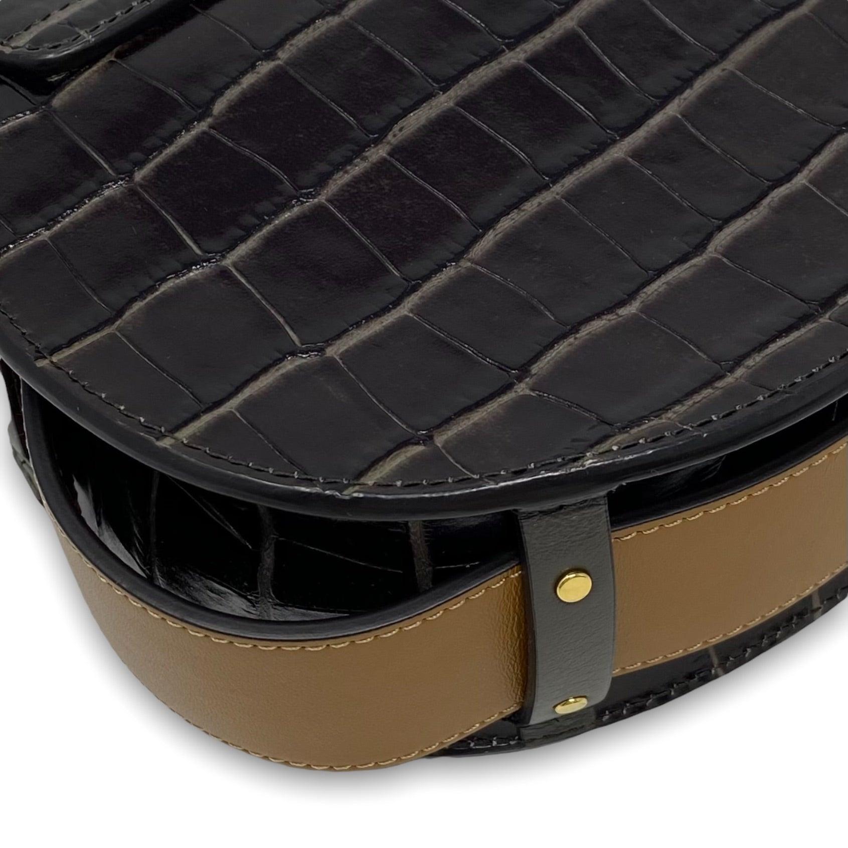 Chloé Small Tess Bag in Chocolate Croc Leather - Luxury Crossbody Purse for Women, Perfect for Date Night & Evening Events