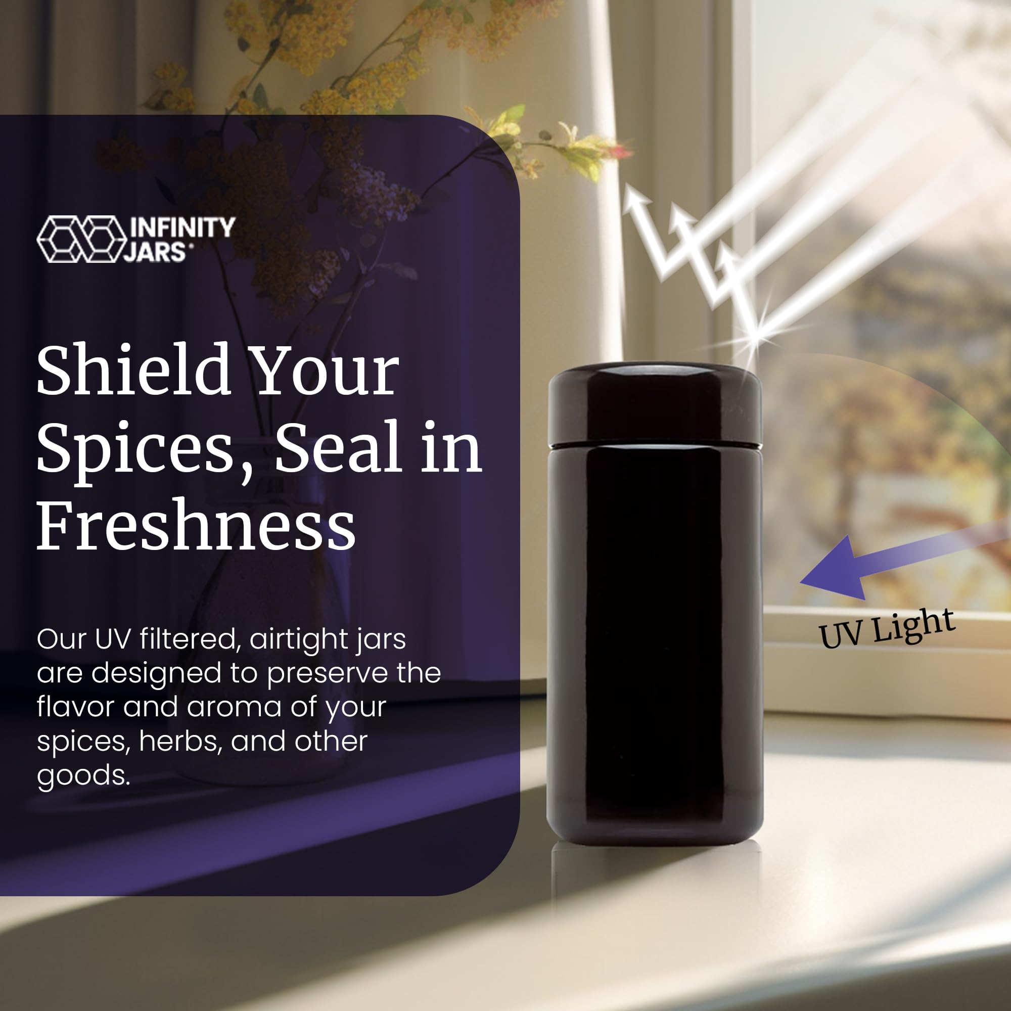 Infinity Jars 200ml (6.7oz) Black Glass Jar with Screw Top Lid - UV Protection, Airtight, Smell Proof Container for Coffee, Tea & Dry Food Storage | Ideal for Kitchen, Pantry & Long Term Food Preservation (Pack of 10)