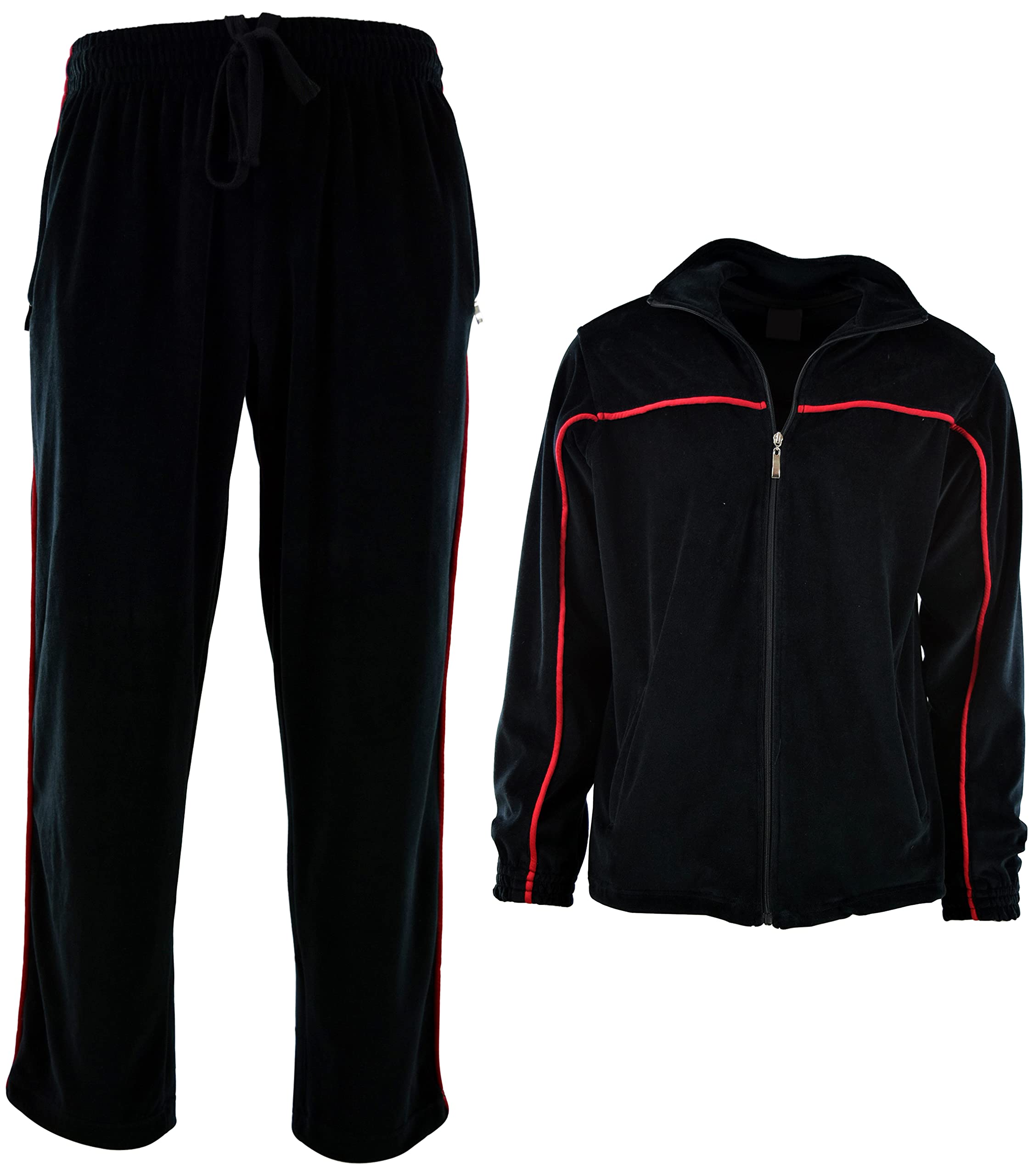 Premium Men's Velour Tracksuit with Zippered Pockets - Soft & Comfortable Jogging Suit for Lounge, Gym & Streetwear Fashion