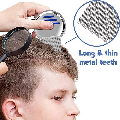 Professional Stainless Steel Lice Comb for Kids & Adults - Fine Tooth Nit Remover for Head Lice & Eggs - Safe & Easy to Use on Children, Women & Pets - Perfect for Home, School & Travel Use