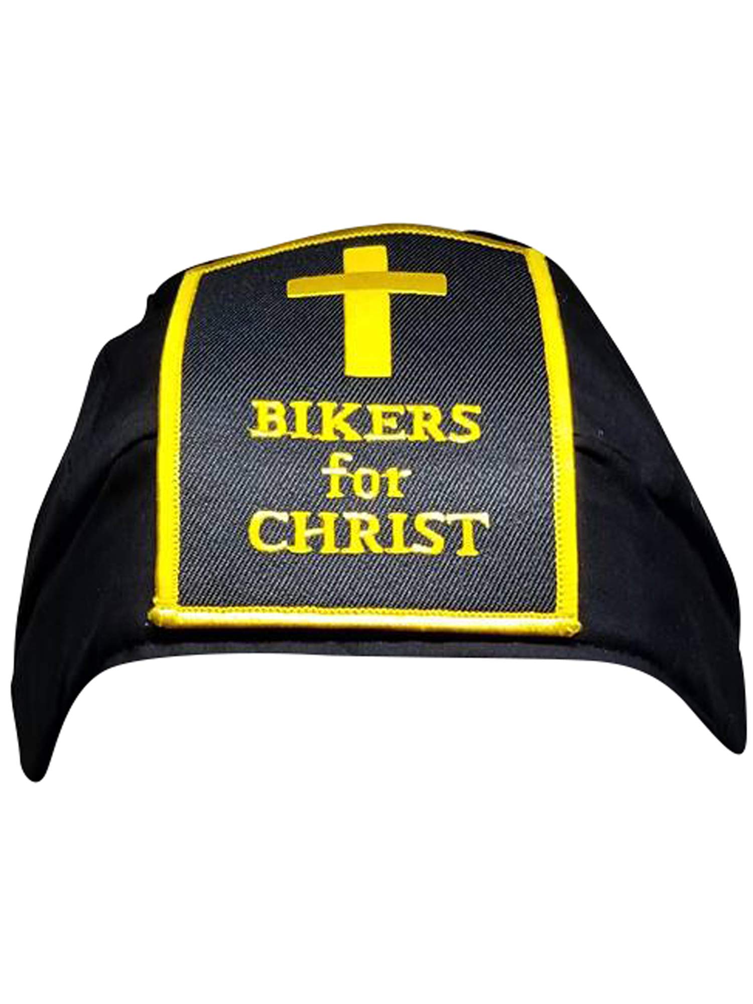 Christian Doo-Rag with Sweatband - Motorcycle Skull Cap & Biker Bandana - Breathable Headwear for Bikers (Bikers for Christ Patch Yellow) - Perfect for Riding, Outdoor Activities & Sports
