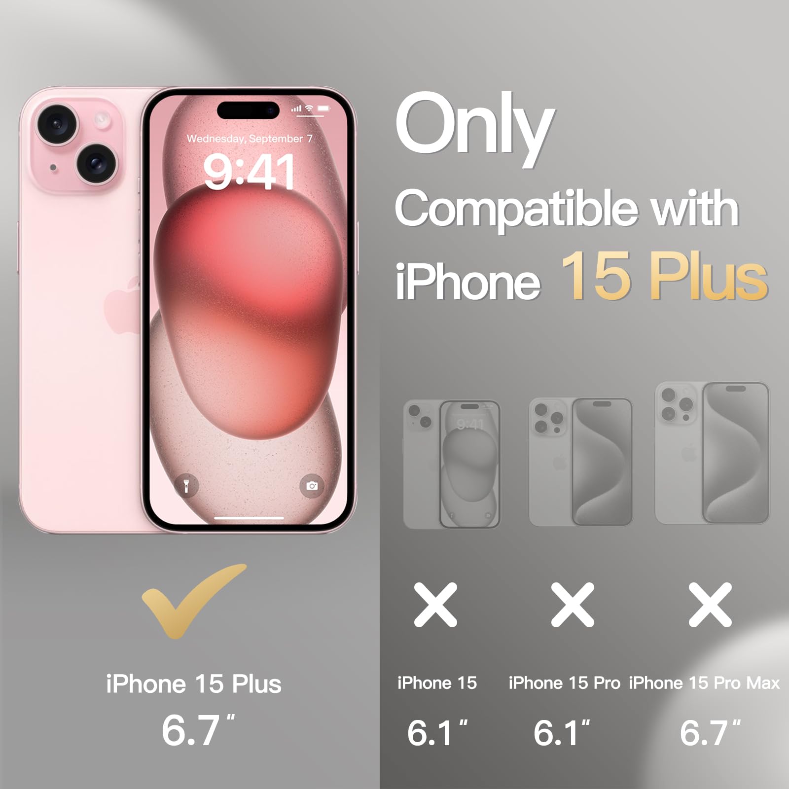 JETech Ultra-Thin Slim Case for iPhone 15 Plus 6.7-Inch - Matte Finish Minimalist Protective Cover with Full Camera Lens Protection (Pink) | Lightweight & Durable Phone Case for Everyday Use, Work, and Travel