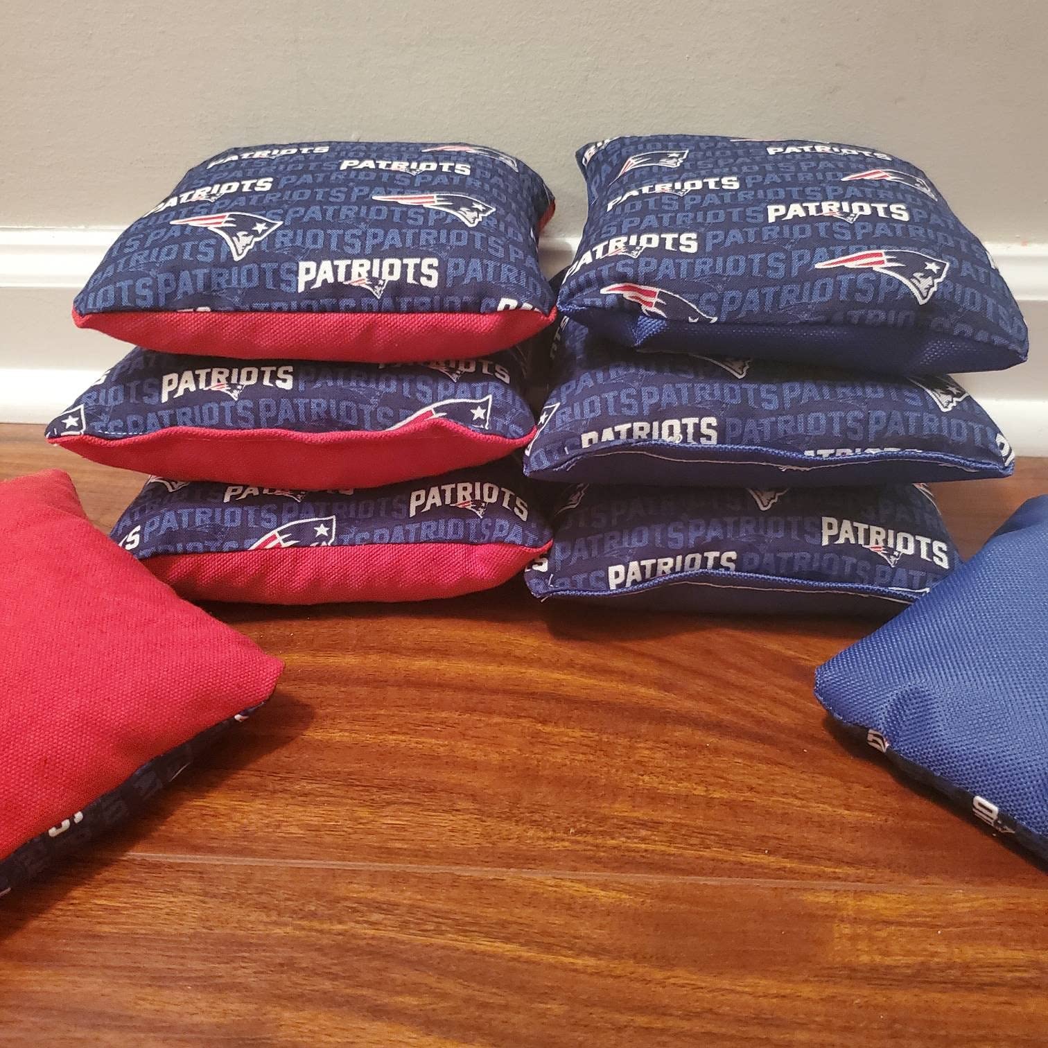 Patriots Cornhole Bags Set of 8 - Premium Bean Bags for Outdoor Games, Tailgating, Backyard Fun & Cornhole Tournaments