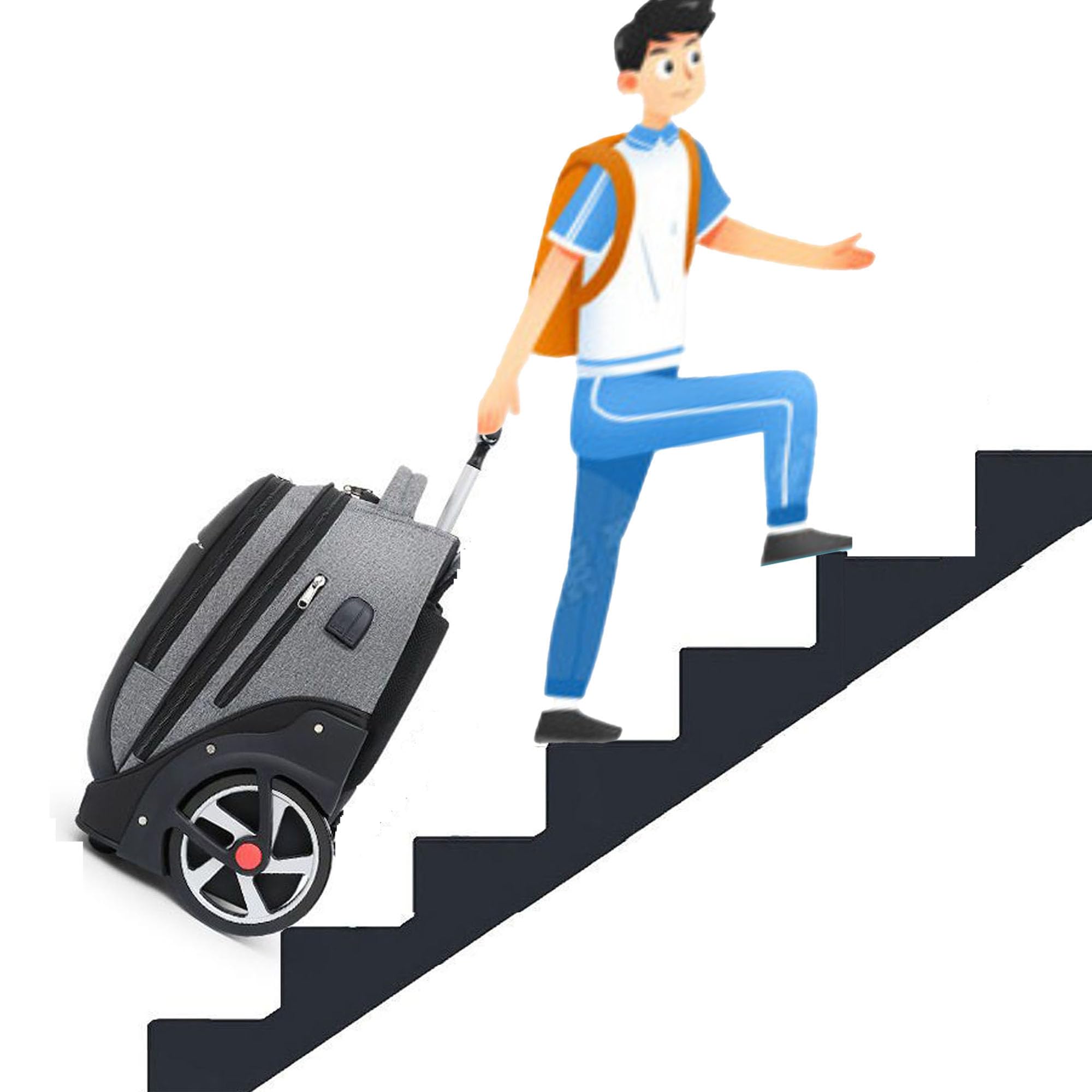 20 Inch Rolling Travel Backpack for Adults - Waterproof Wheeled Backpack with 15.6