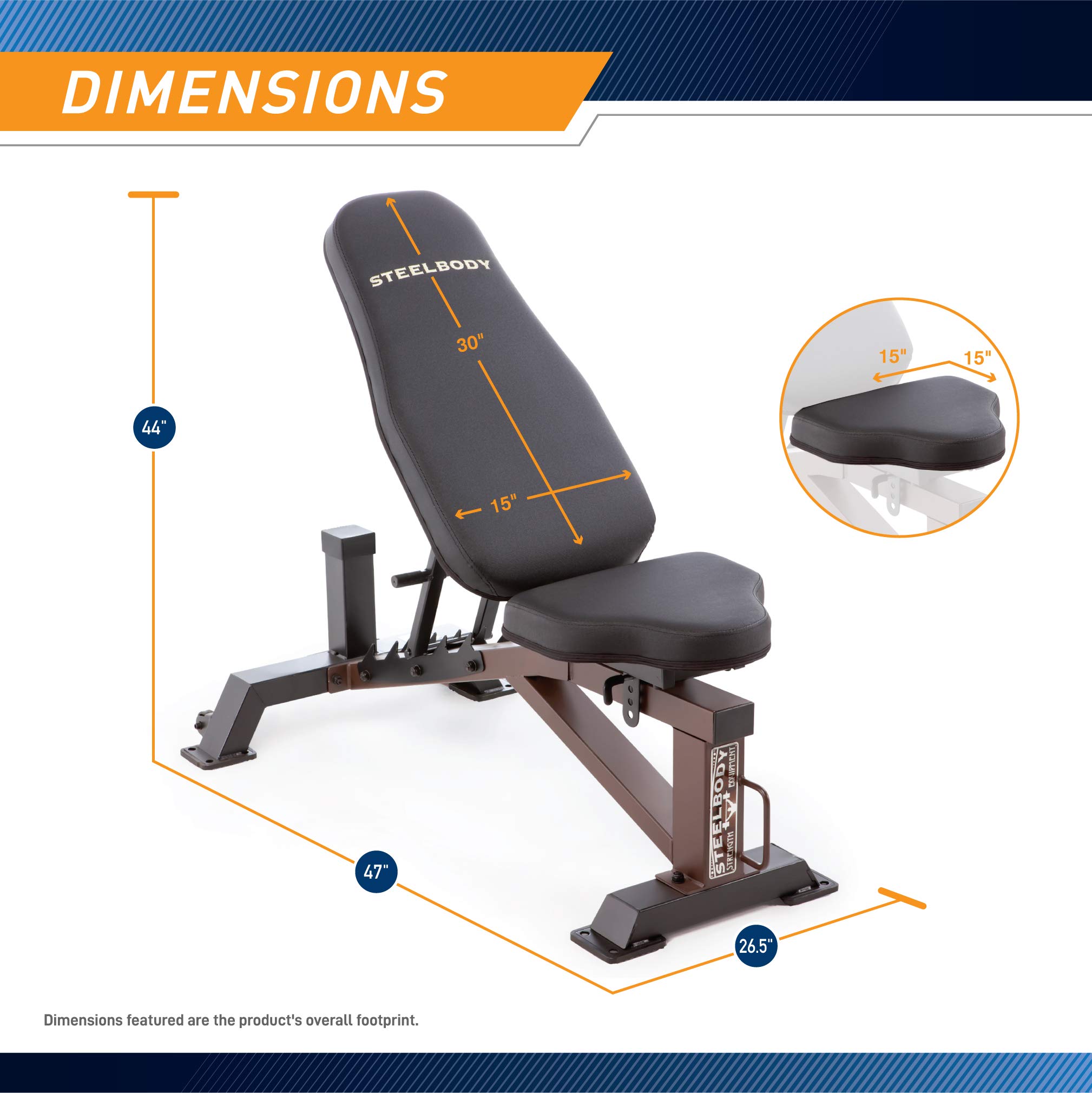 Steelbody Deluxe Adjustable Utility Weight Bench for Home Gym - Heavy Duty Strength Training Equipment for Weightlifting, Bodybuilding & Fitness - Perfect for Home Workouts, Garage Gyms & Personal Training