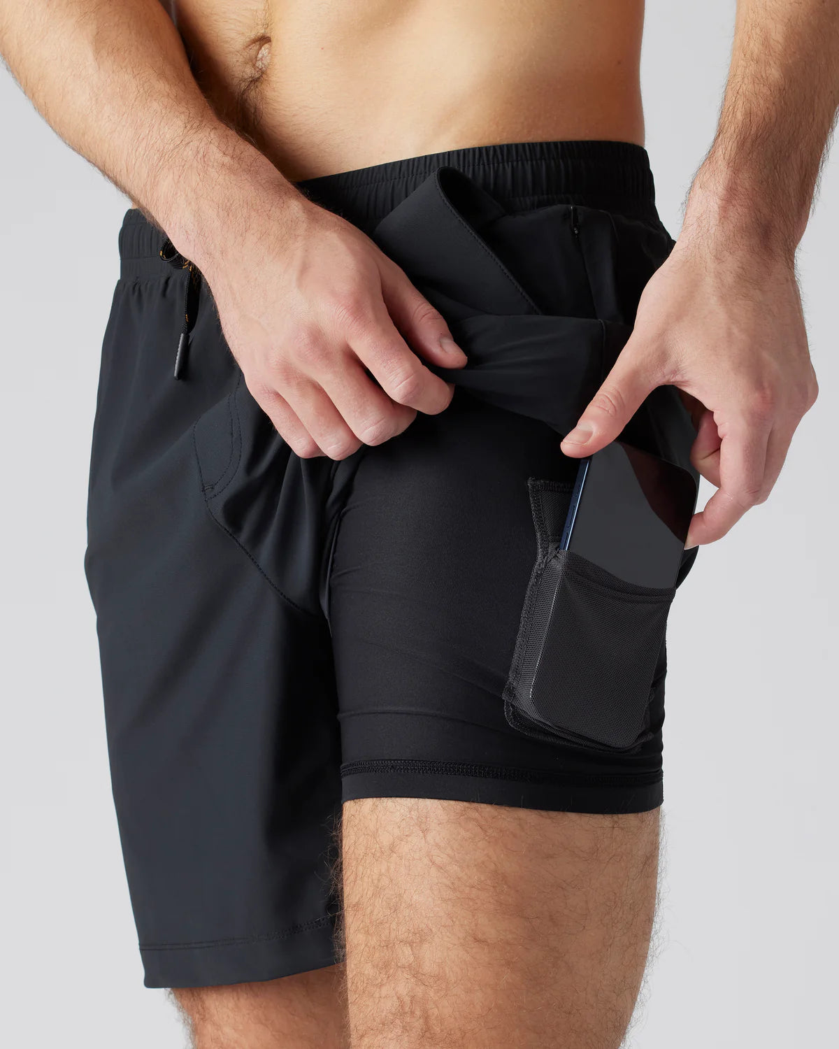 Rhone Men's 7 Inch Pursuit Lined Workout Shorts - Black | Moisture-Wicking Gym Shorts for Running, Training & Active Lifestyle