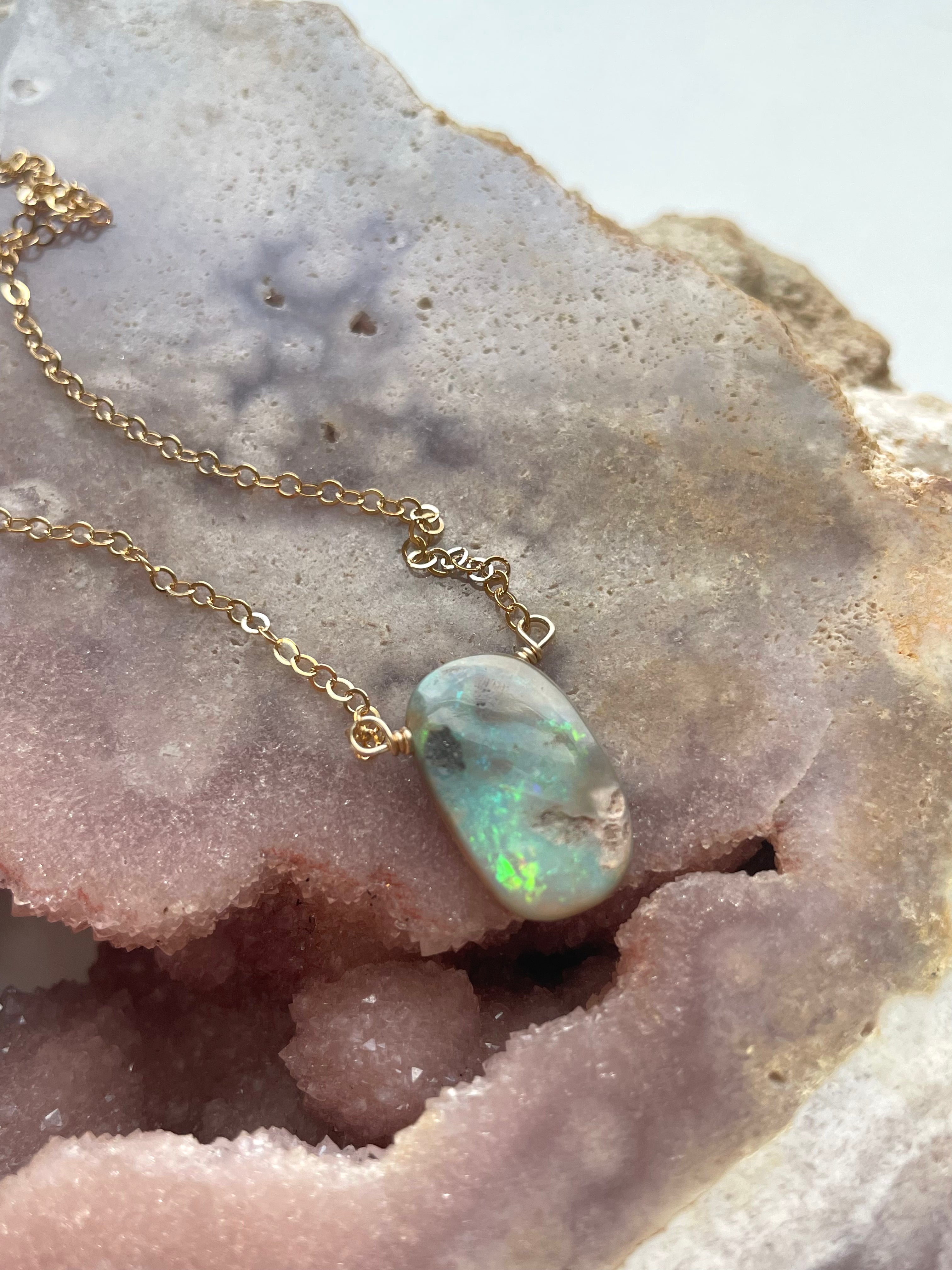 Exquisite Australian Opal Pendant Necklace - 14K Gold Filled Elegant Jewelry for Women | Perfect Gift for Birthday, Anniversary & Special Occasions