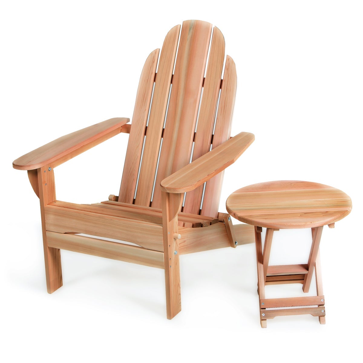 Premium Cedar Folding Andy Chair & Matching Folding Table Set - Outdoor Camping, Picnic, Beach, and Patio Furniture for Relaxation