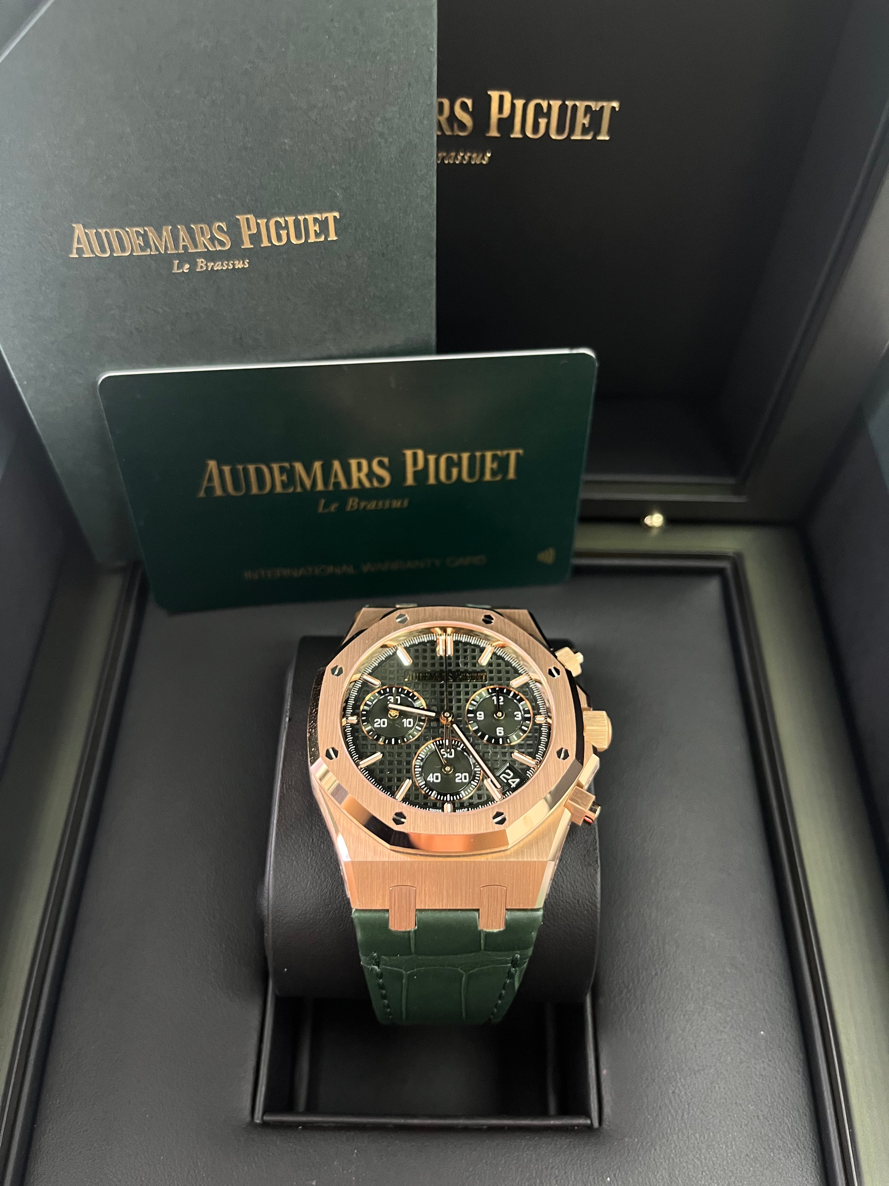 Audemars Piguet Royal Oak Selfwinding Chronograph 50th Anniversary Watch - Green Dial, Green Leather Strap (Ref #26240OR.OO.D404CR.01) | Luxury Swiss Timepiece for Men, Perfect for Special Occasions & Collectors