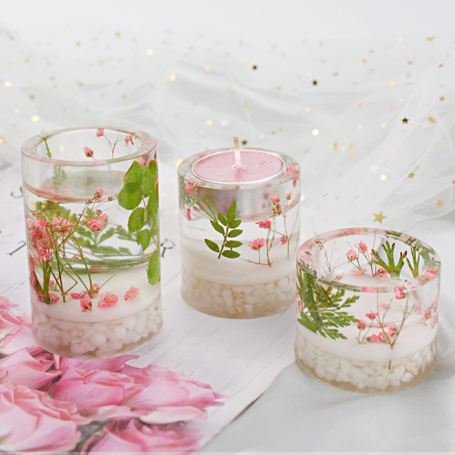 Premium Silicone Tealight Candle Holder Mold for Epoxy Resin - 3 Sizes Cylinder Pillar Candle Molds for DIY Resin Casting - Perfect for Wedding Decor, Home Centerpieces & Holiday Crafts