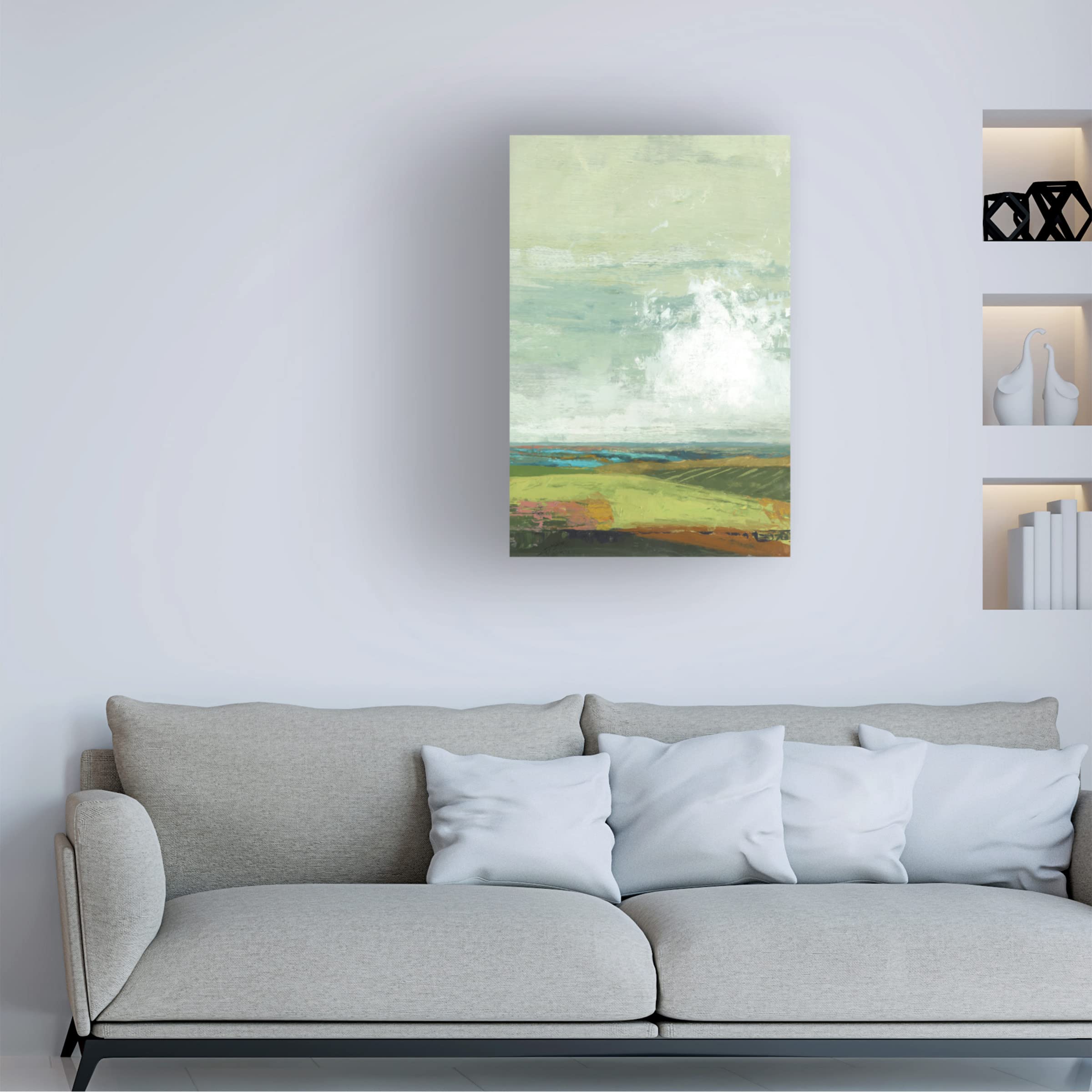 Trademark Fine Art 'Farmland' Canvas Wall Art by Suzanne Nicoll - Rustic Countryside Painting for Living Room & Farmhouse Decor