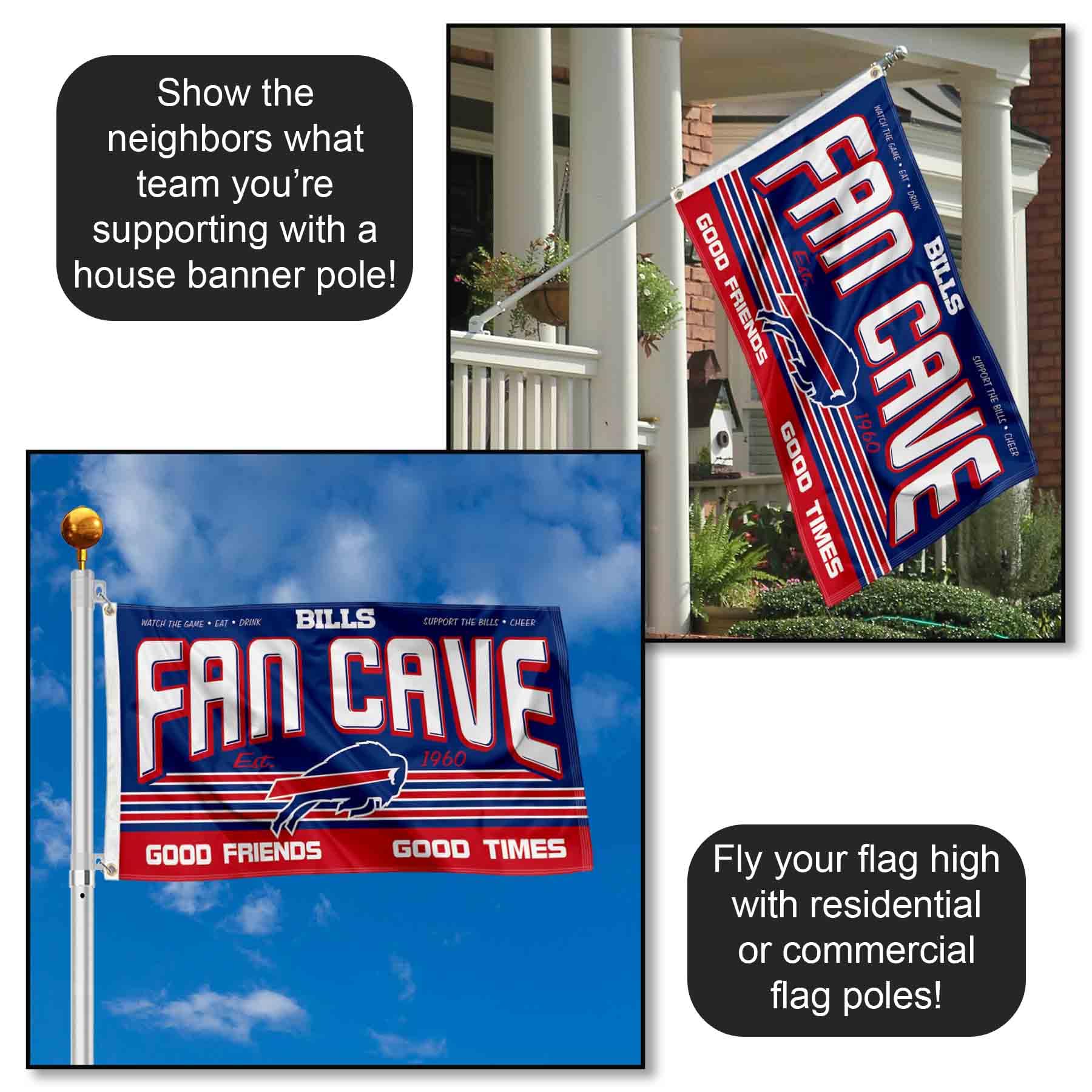 WinCraft Buffalo Bills Fan Man Cave Banner Flag - NFL Team Decor for Game Room, Tailgate Parties & Sports Bar