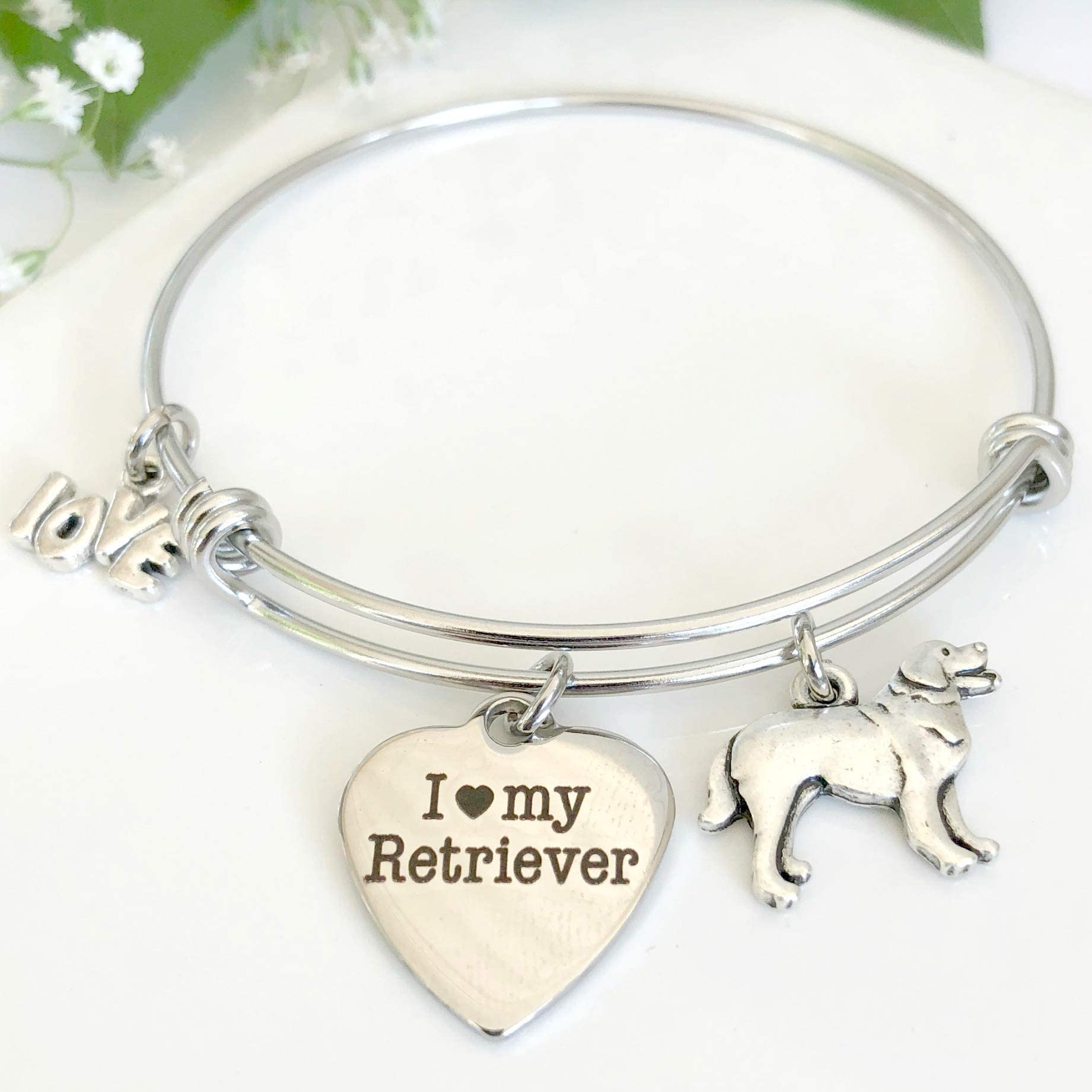 Golden Retriever Dog Bracelet | Labrador Retriever Charm Bangle - Adjustable Expandable Pet Jewelry for Small to Medium Dogs - Perfect Gift for Dog Lovers & Daily Wear
