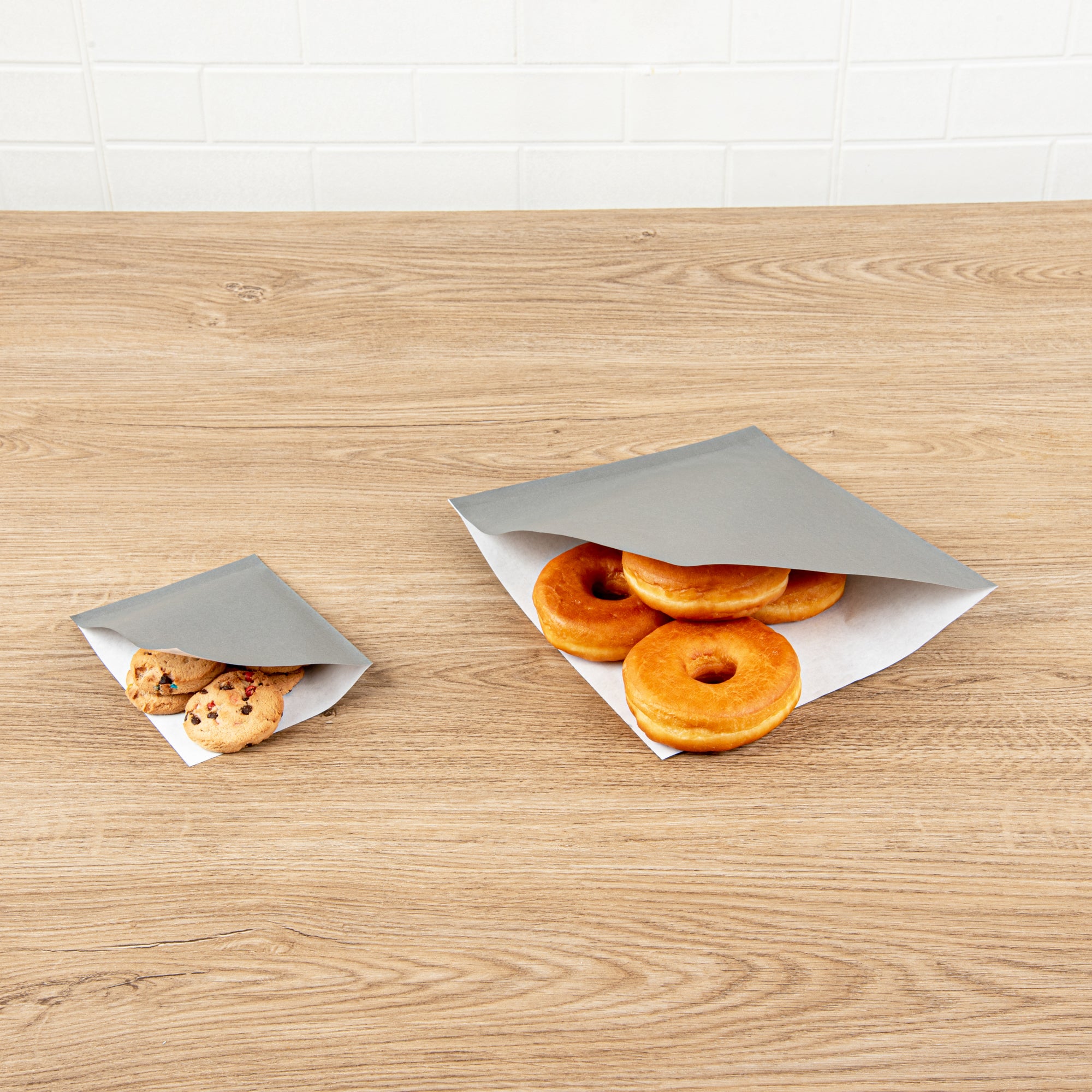Premium Gray Greaseproof Paper Bags - Large Double Open Design (10