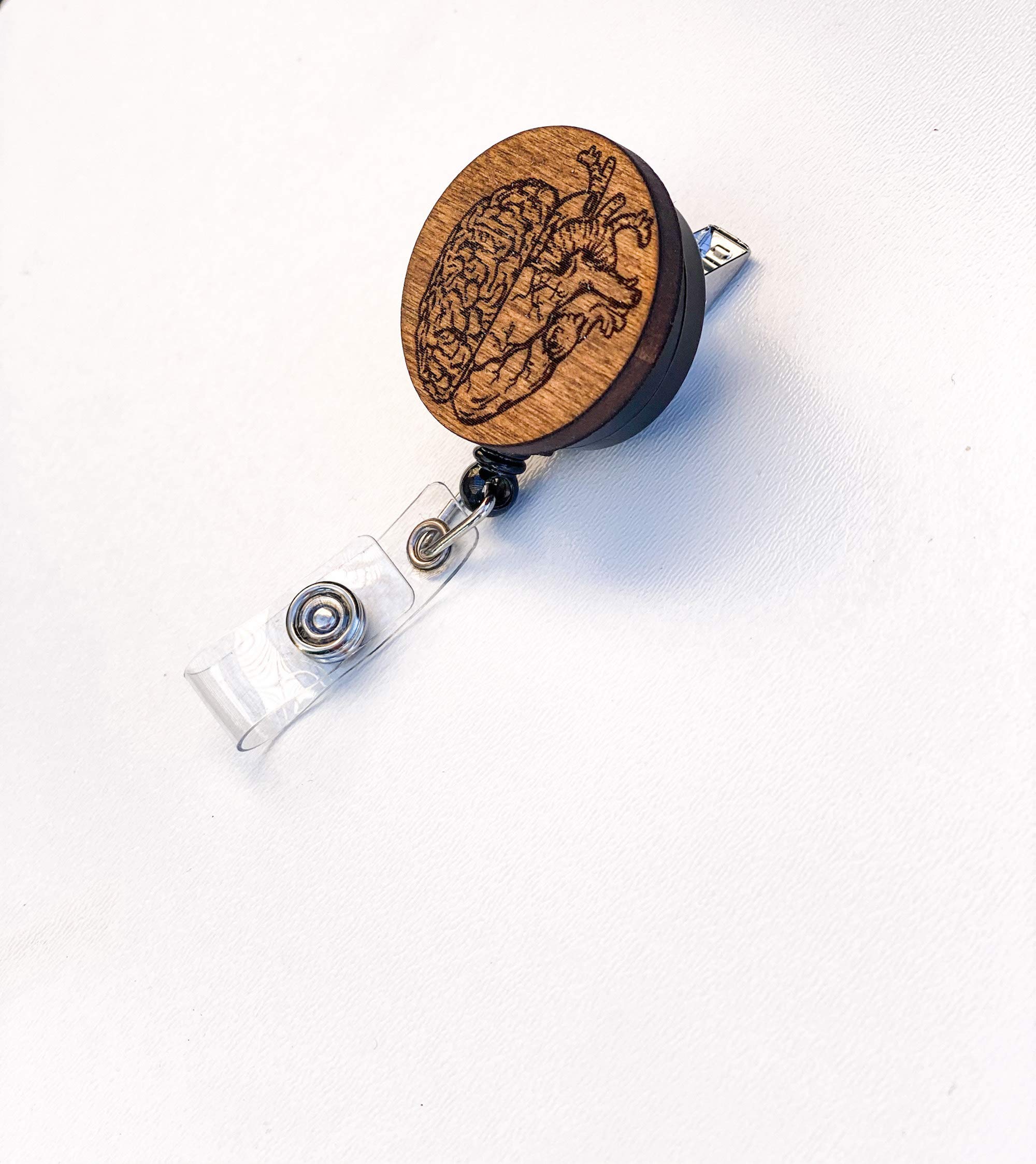 Retractable Badge Reel for Nurses & Nursing Students - Funny Anatomical Brain & Heart Design - Perfect Nurse Appreciation Gift for Work, School & Clinicals